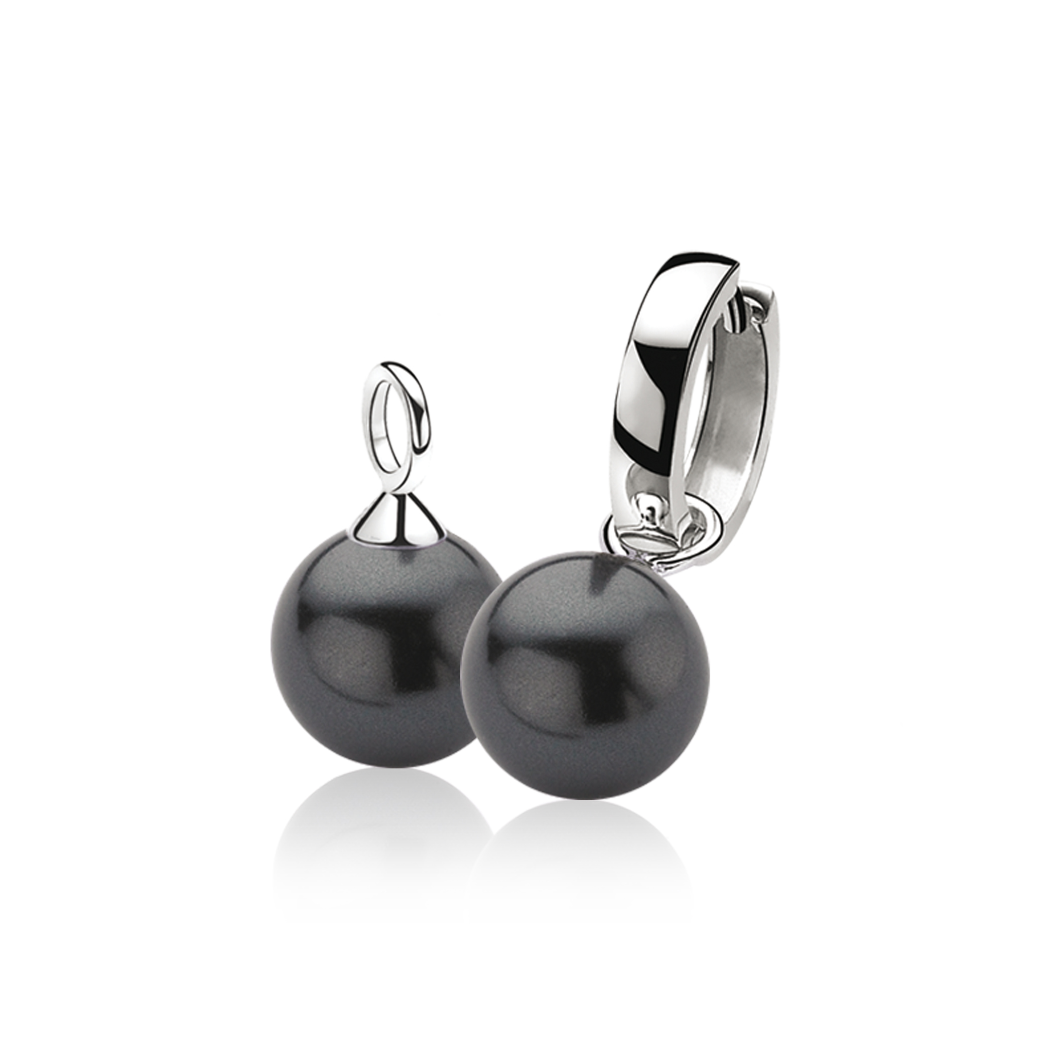 ZINZI silberne Ohrhänger Perle schwarz 12mm ZICH305Z