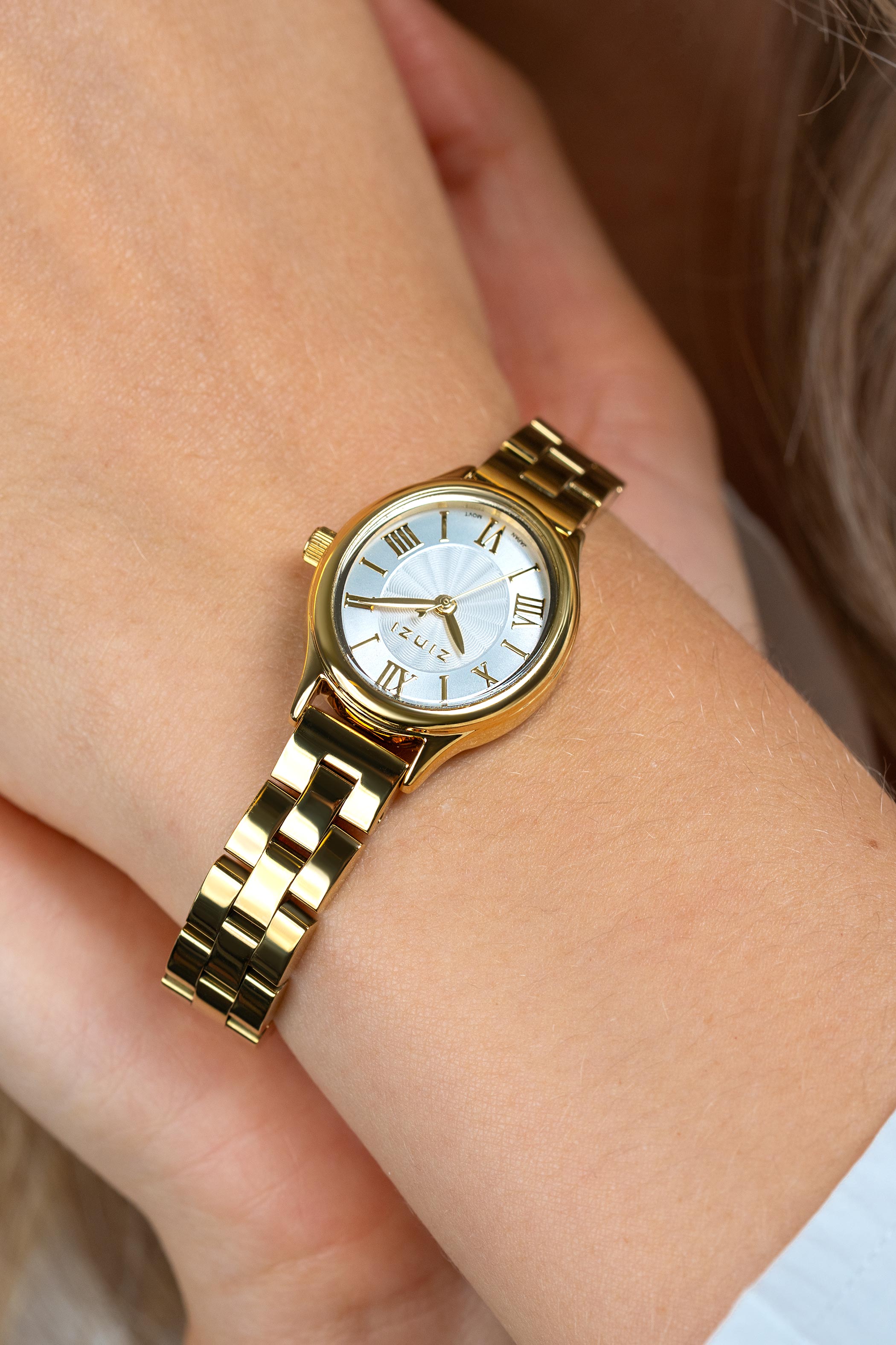 Zinzi Ovale horloge 26mm zilverkl.w.plaat, goudkl.band