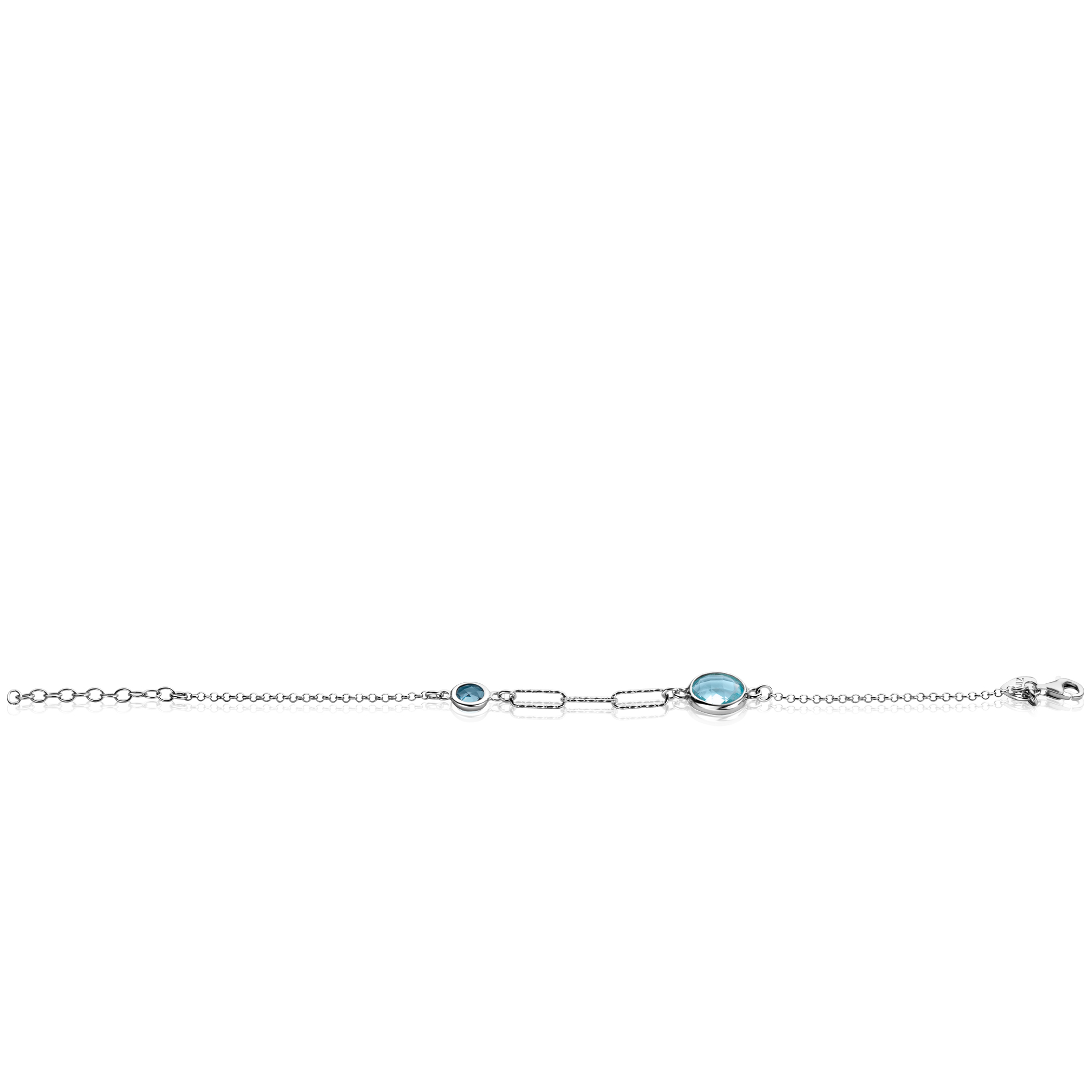ZINZI zlv. armband fantasie met blauw tinten zirc.