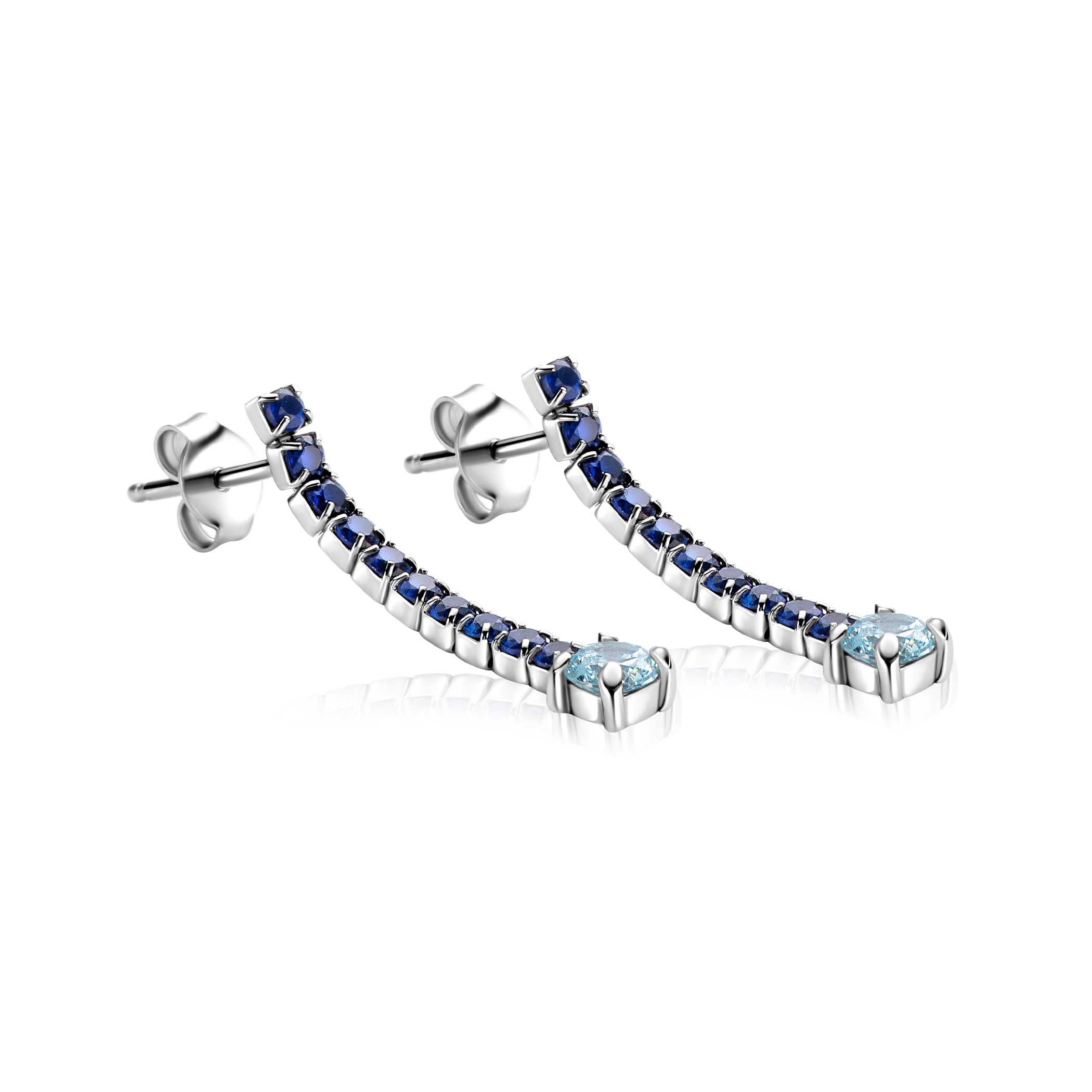 ZINZI zlv. oorstekers rijzetting blauw/lichtbl. 26.5mm