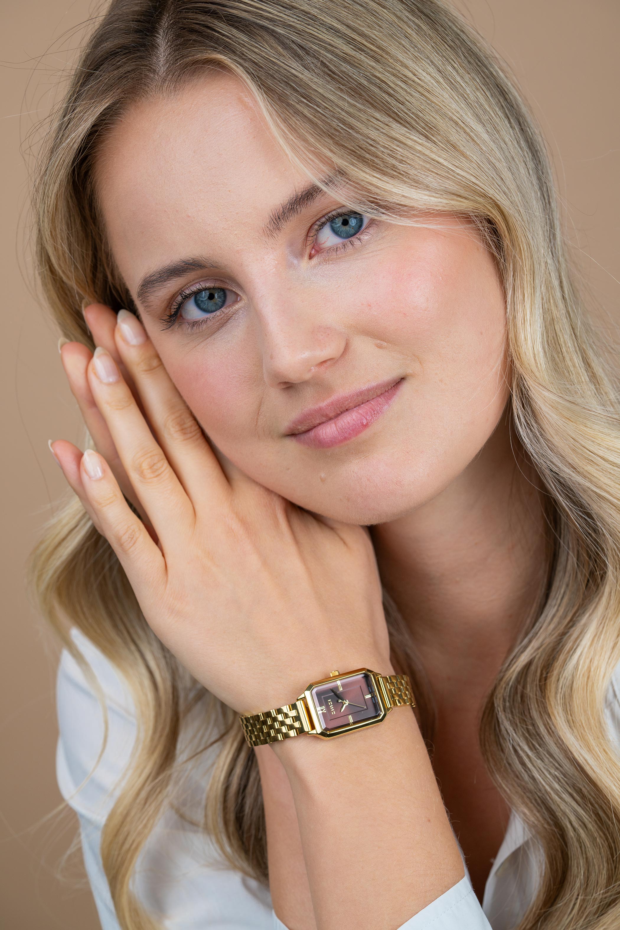 Zinzi Allure horloge 30mm gold w.plt bruin/stl band