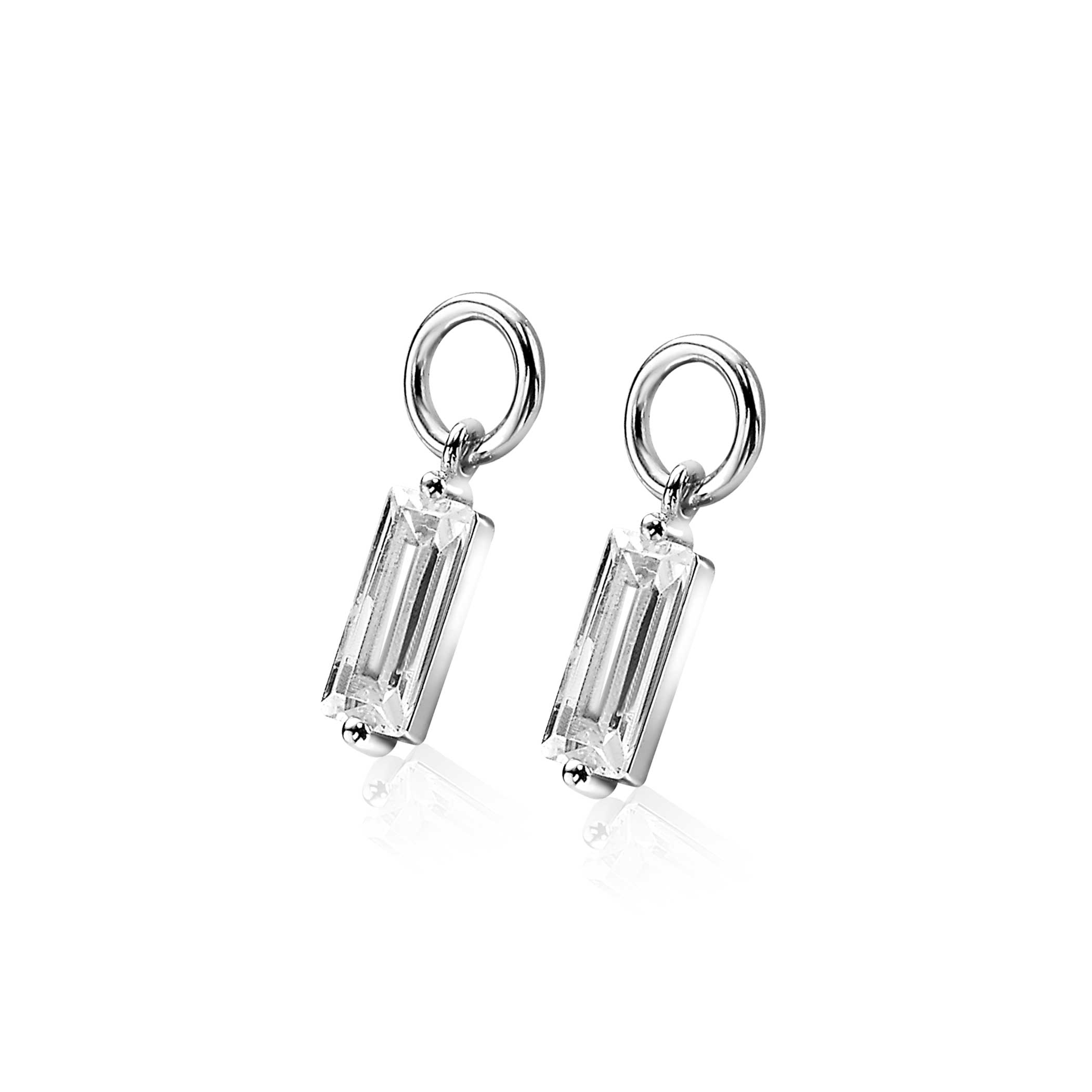 ZINZI silberne Ohrhänger 15mm Rechteck  weiß ZICH2056
