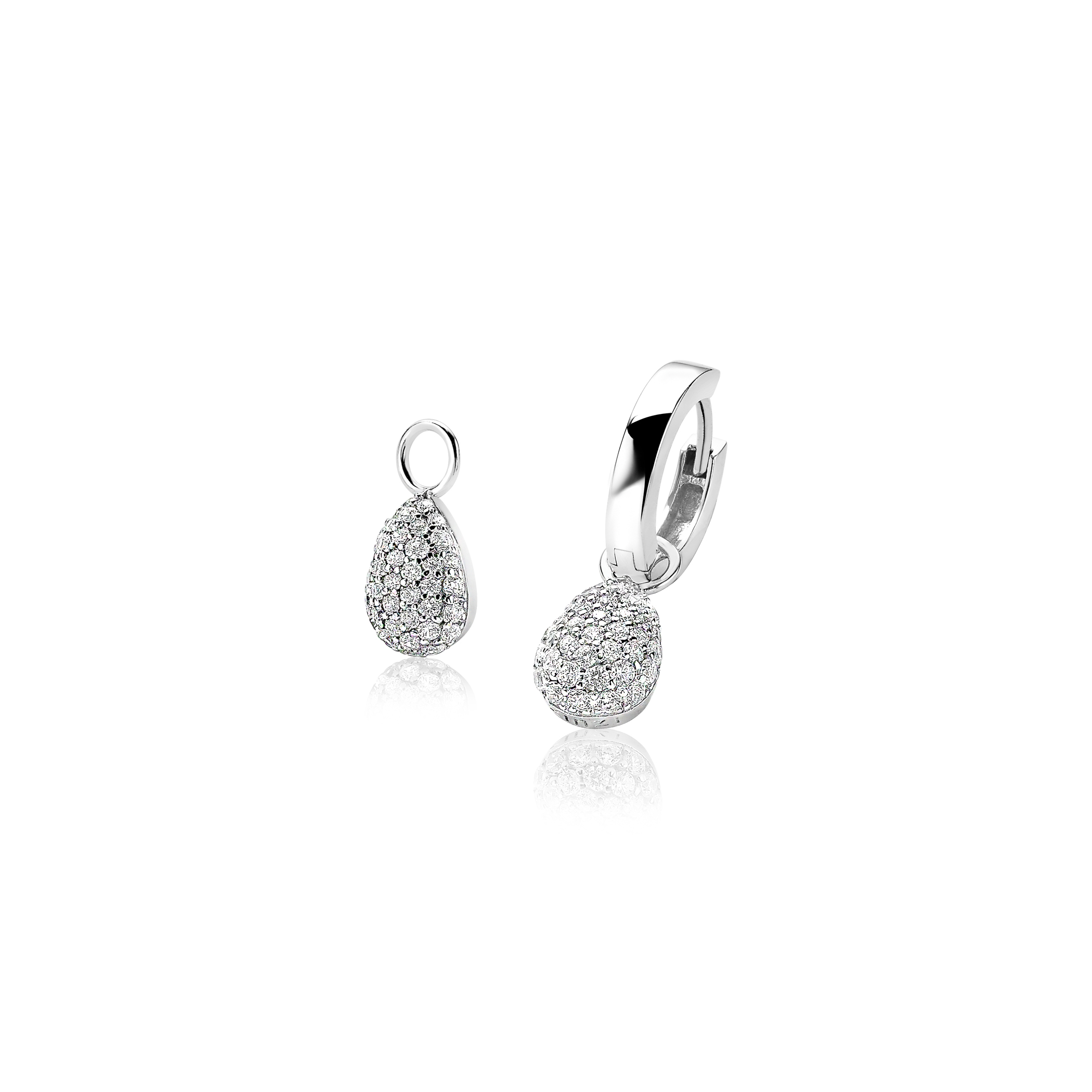 ZINZI silberne Ohrhänger Tropfenform pavé weiß ZICH1591