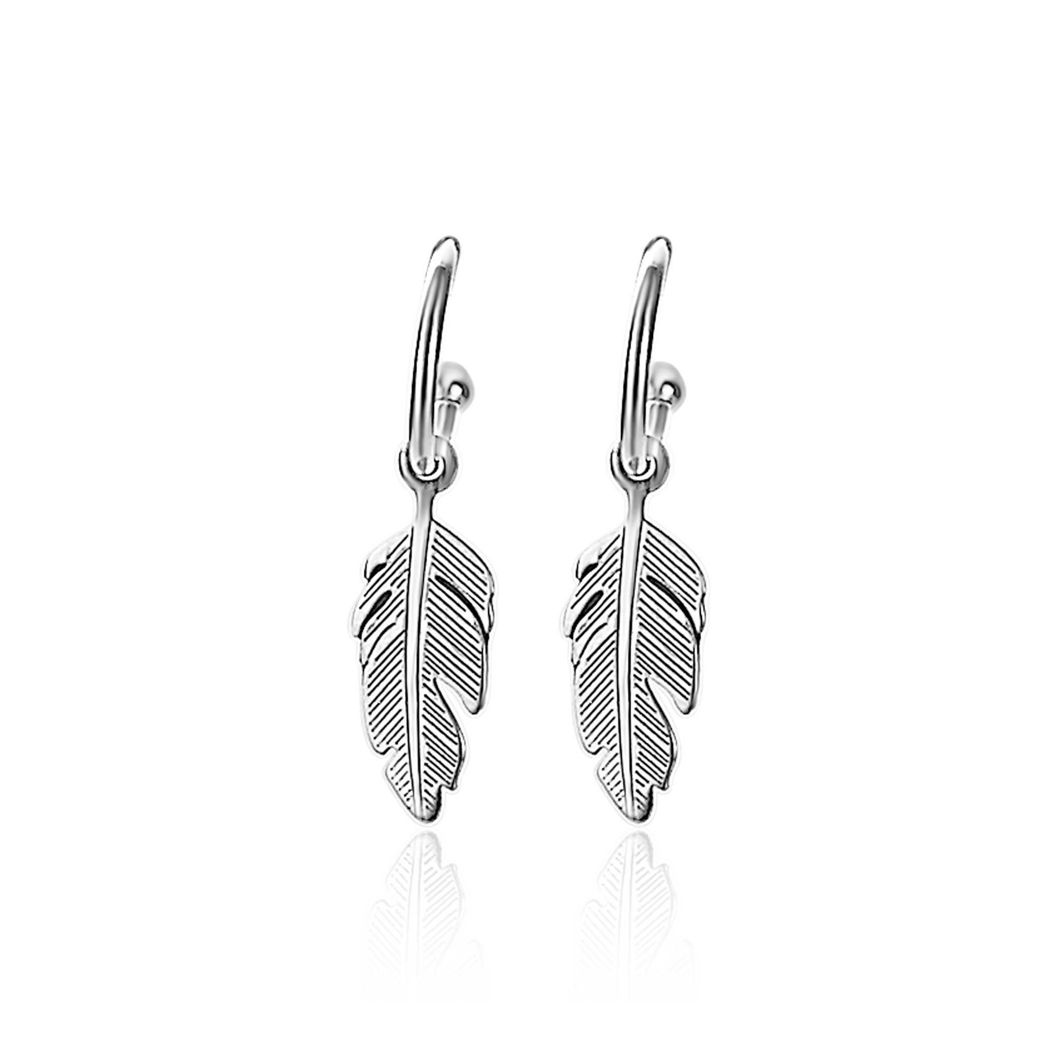 ZINZI silberne trendy Ohrringe Feder rund ZIO1867