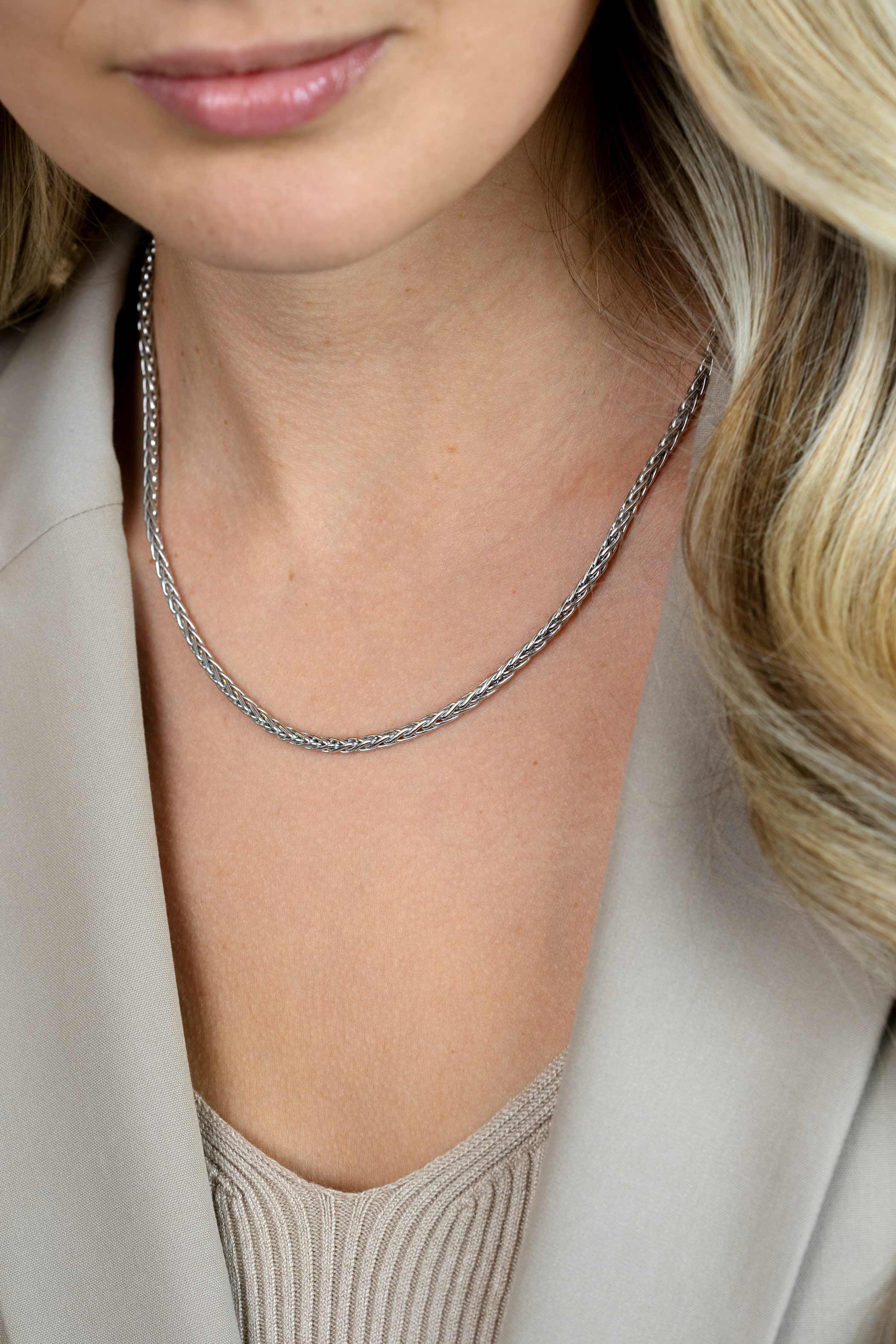 ZINZI silberne Gliederhalskette Palmier massiv 3mm breit 45cm ZIC1912