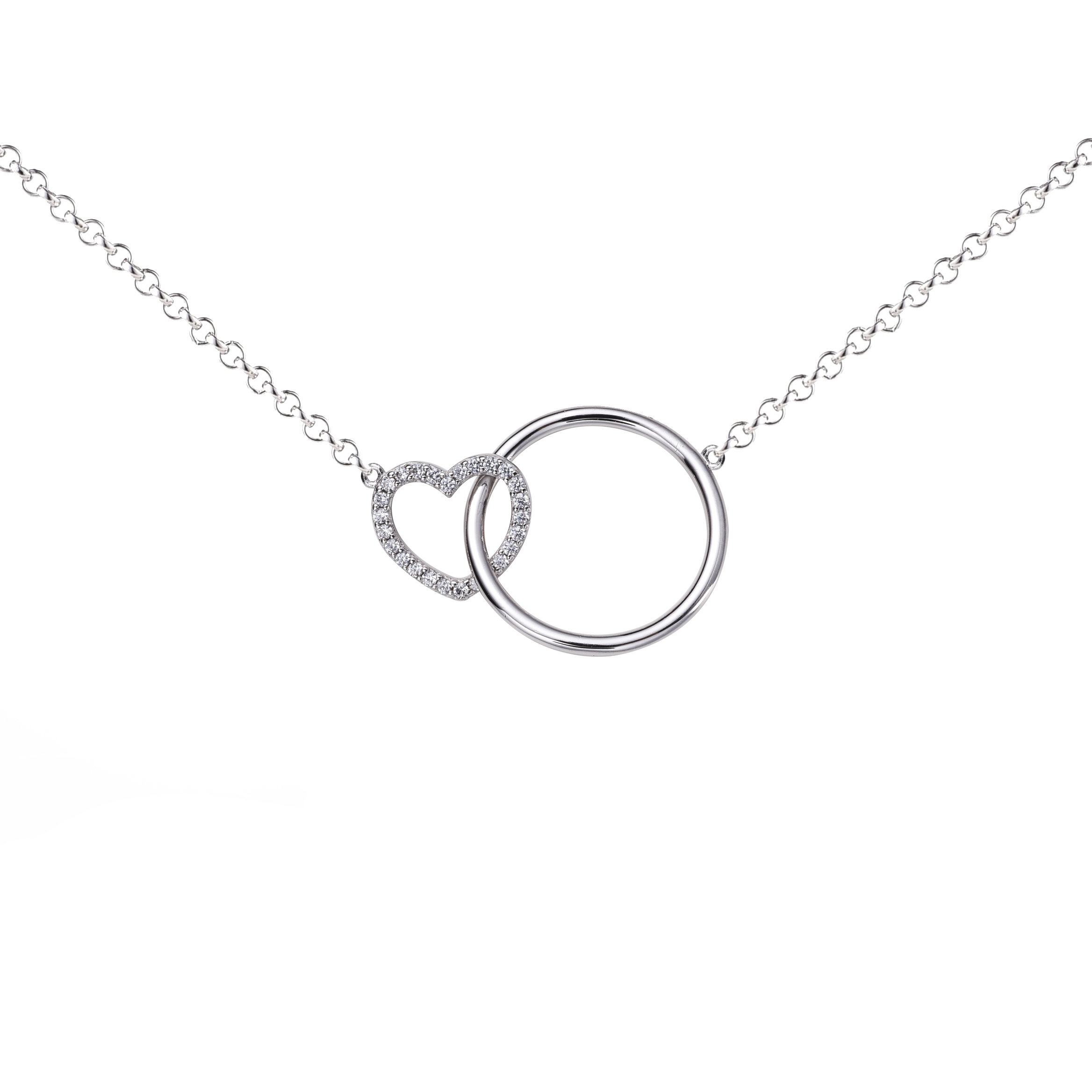 ZINZI silberne Kette Herz rund  weiß 45cm ZIC1483
