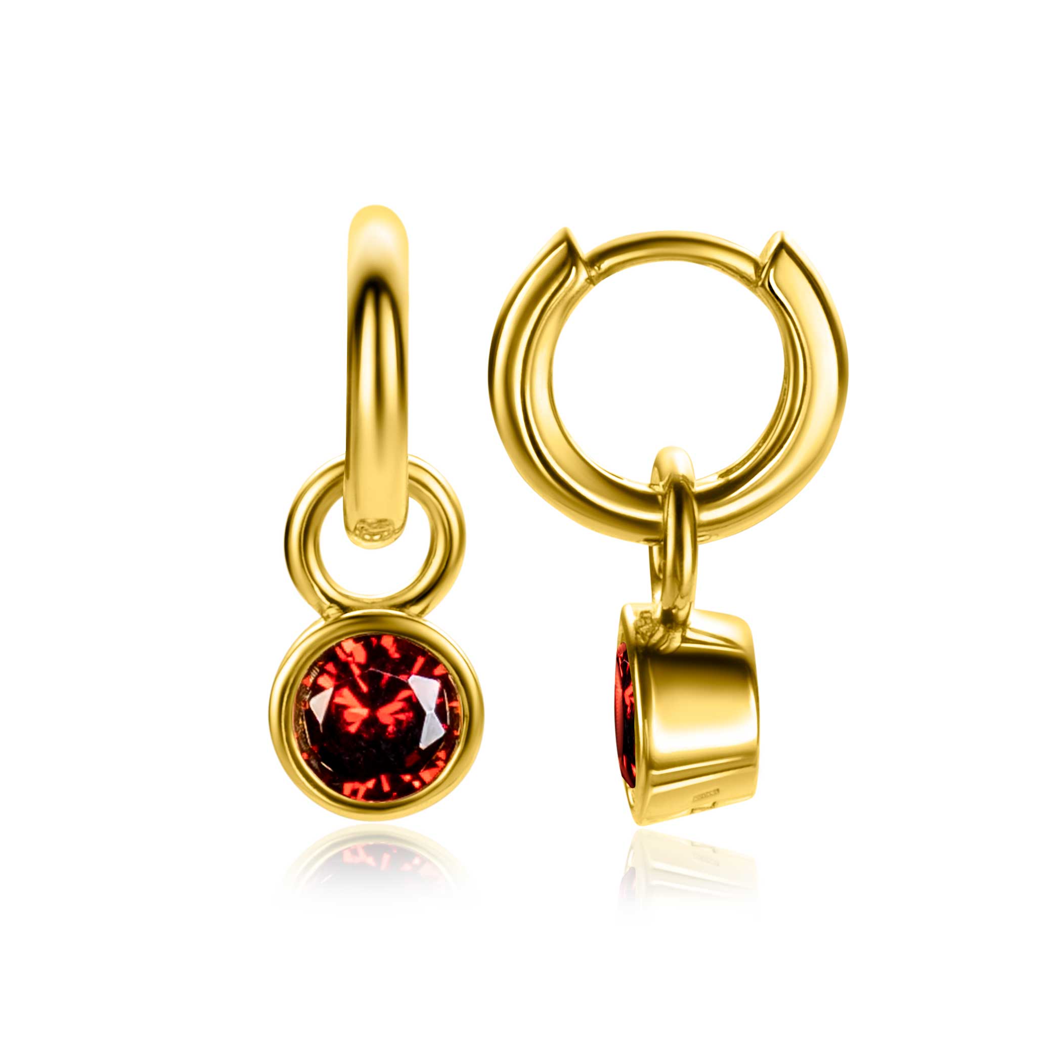 ZINZI zlv.oorbedels gg.verg. birthstones granaat cz