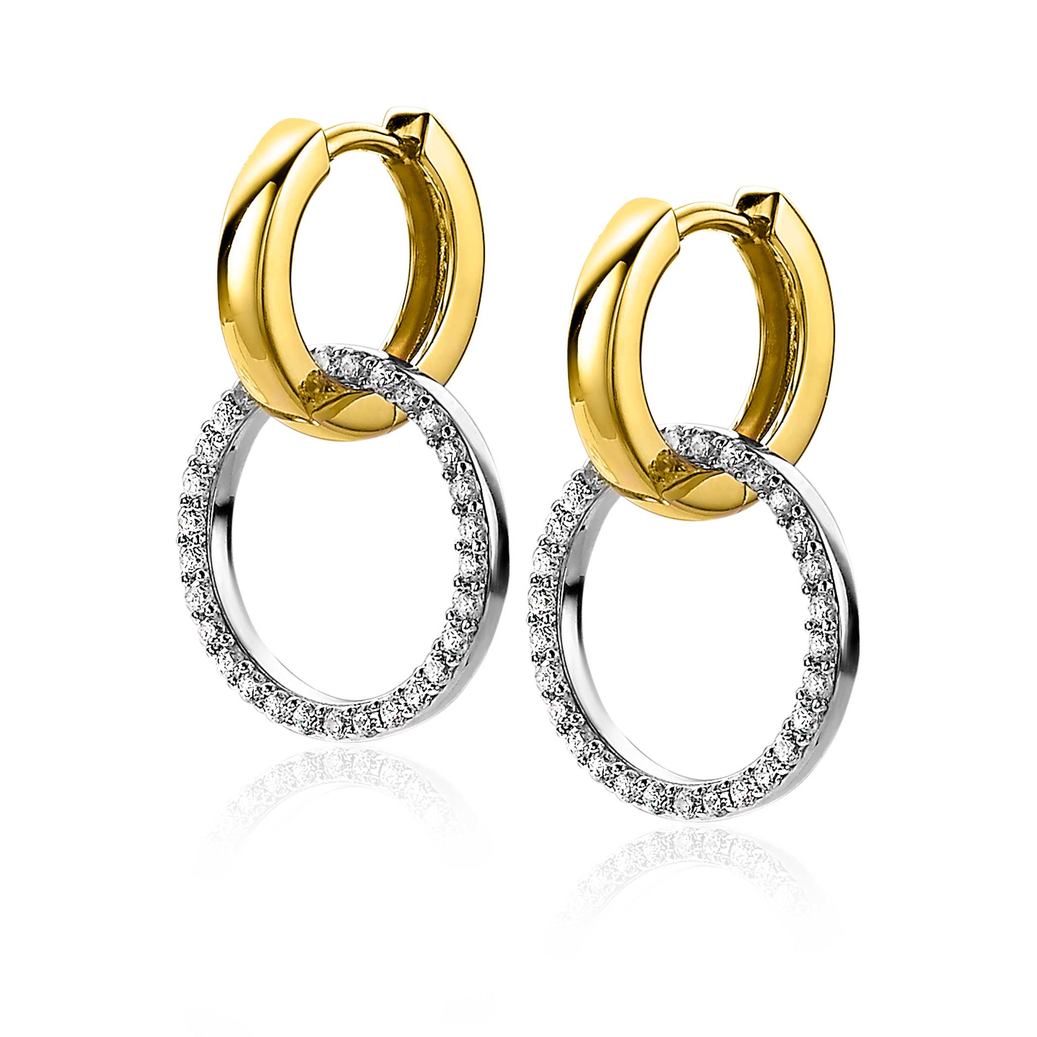 ZINZI silberne Ohrhänger 18mm runde offen Form weiße Zirkonia ZICH2199