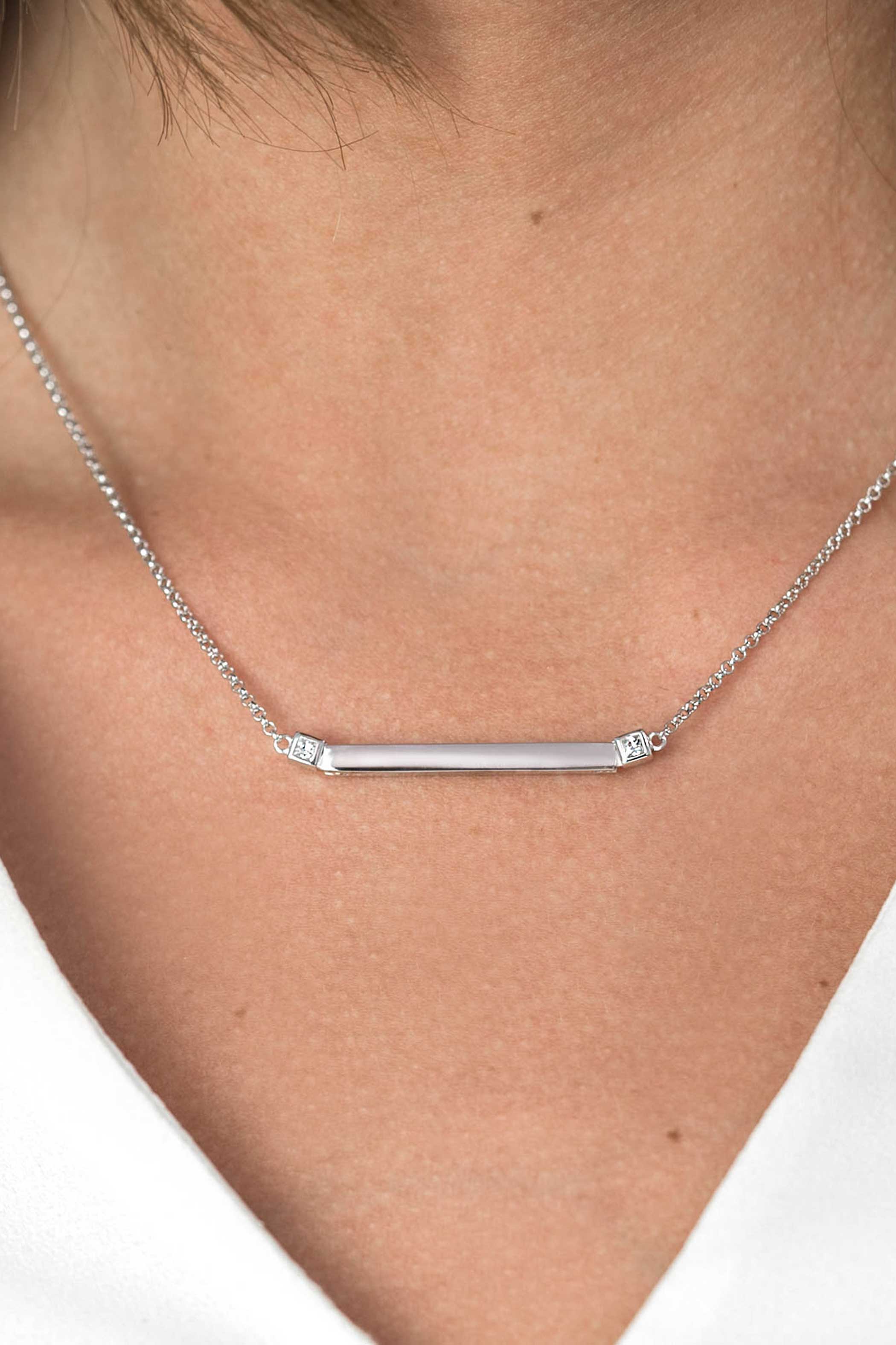 ZINZI silberne Kette Stäbchen  weiß 42cm ZIC1817