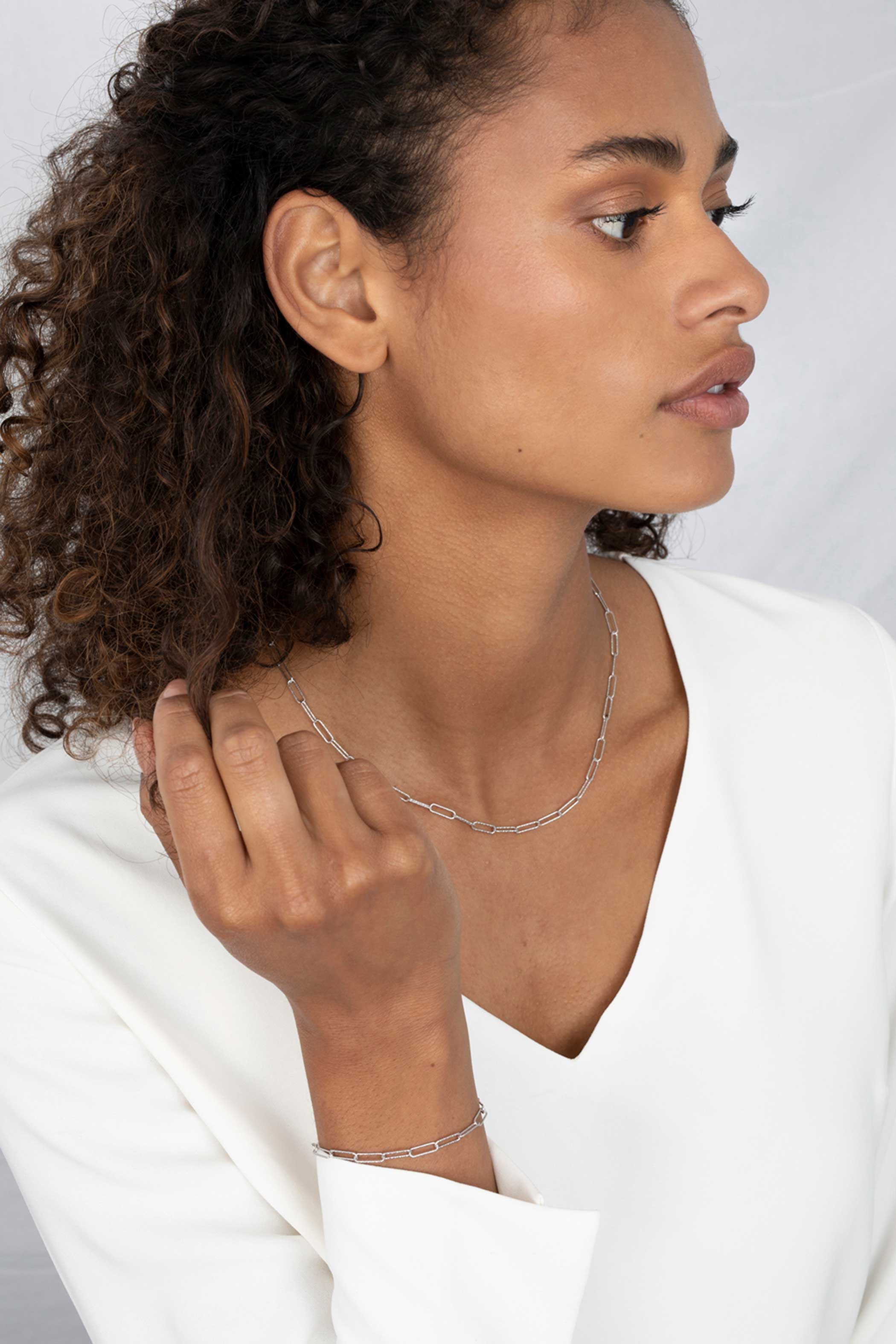 ZINZI silberne Kette 45cm mit trendy paperclip Glieder van 3,4mm breit ZIC1992