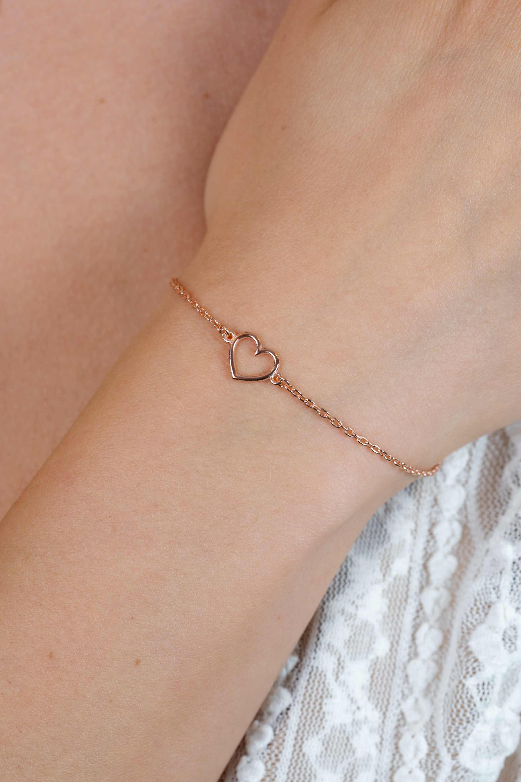 ZINZI silbernes Armband rosé vergoldet mit offenem Herz ZIA1420R