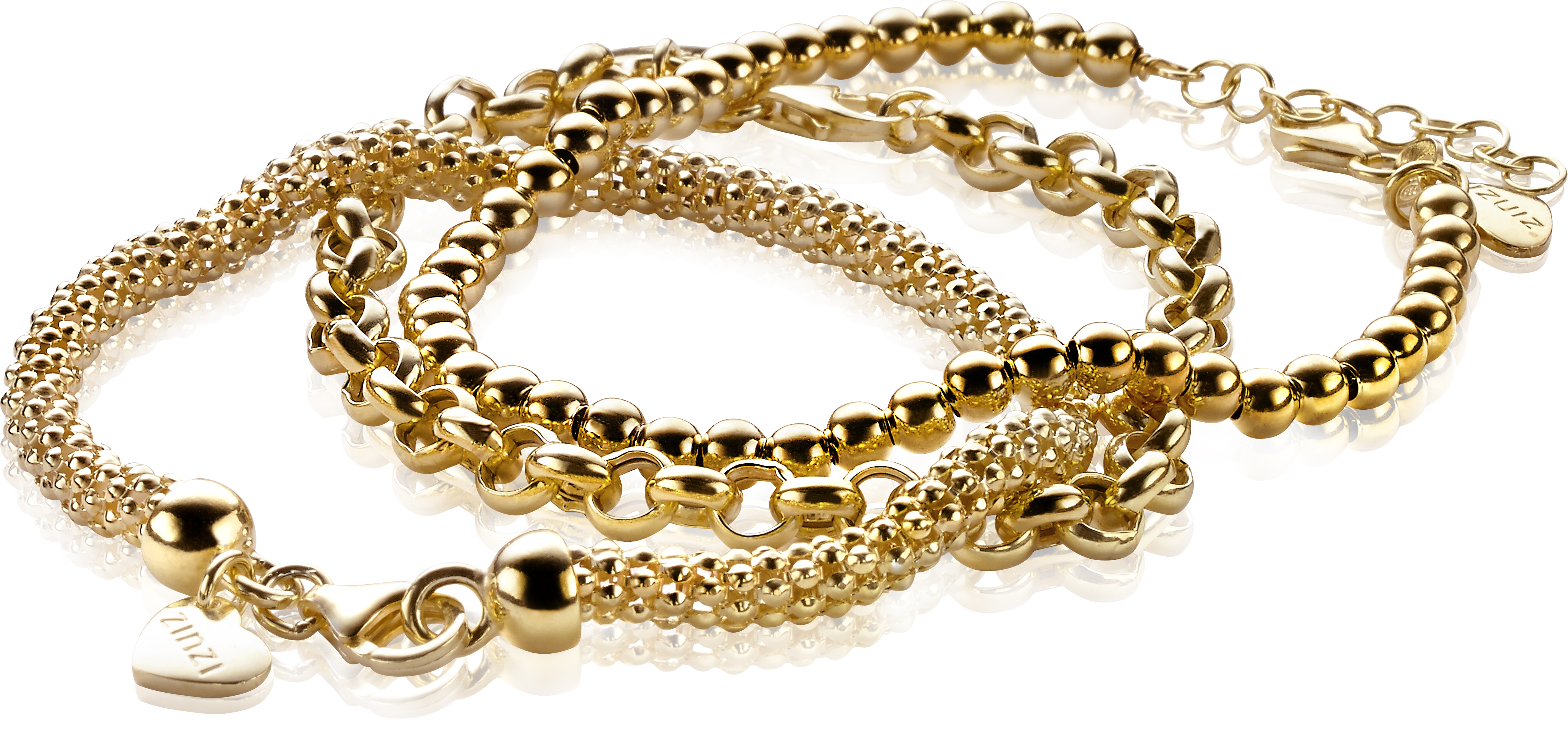 ZINZI silbernes Kugelarmband gelb vergoldet 4mm breit 17-20cm ZIA1010G