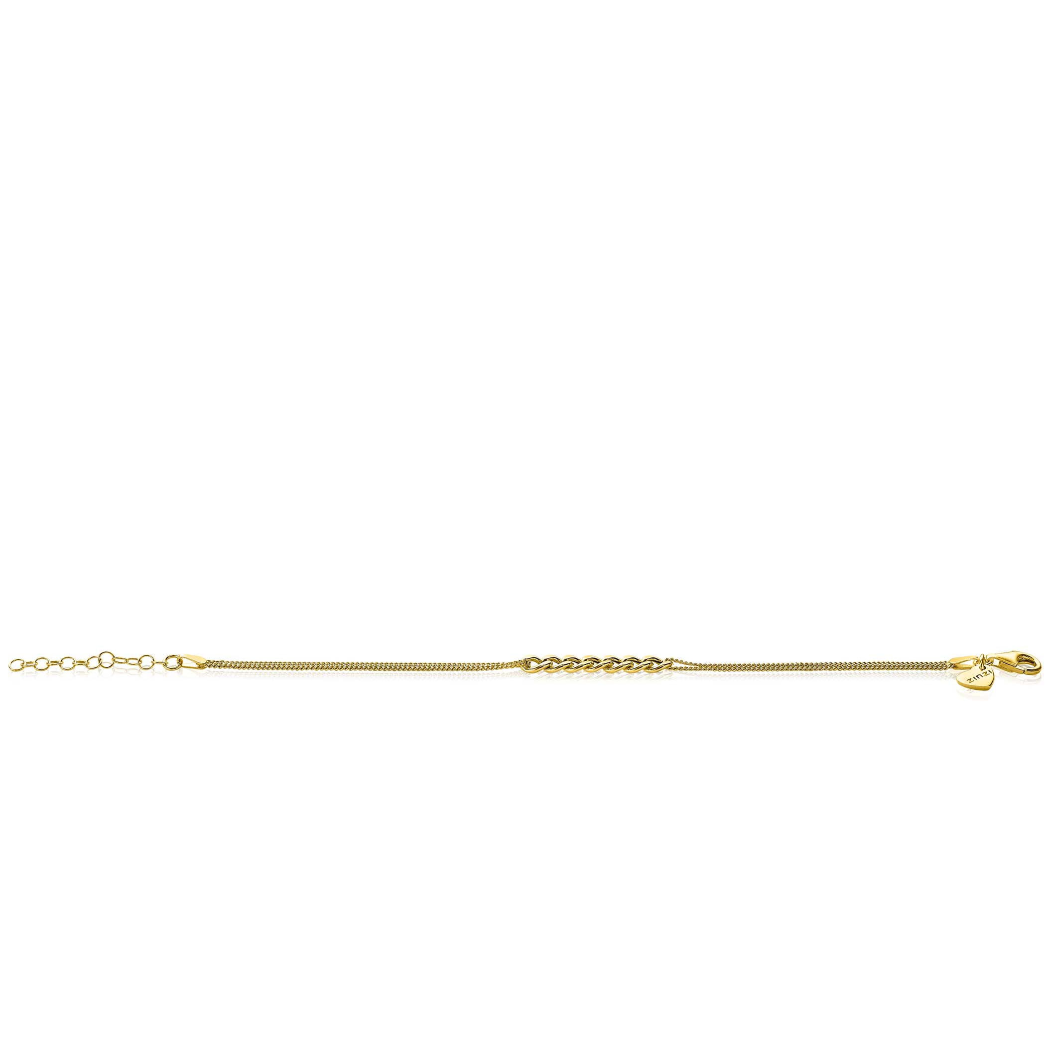 ZINZI silbernes multi-look Armband 14K gelb vergoldet mit breiten Gourmet Glieder ZIA2185G