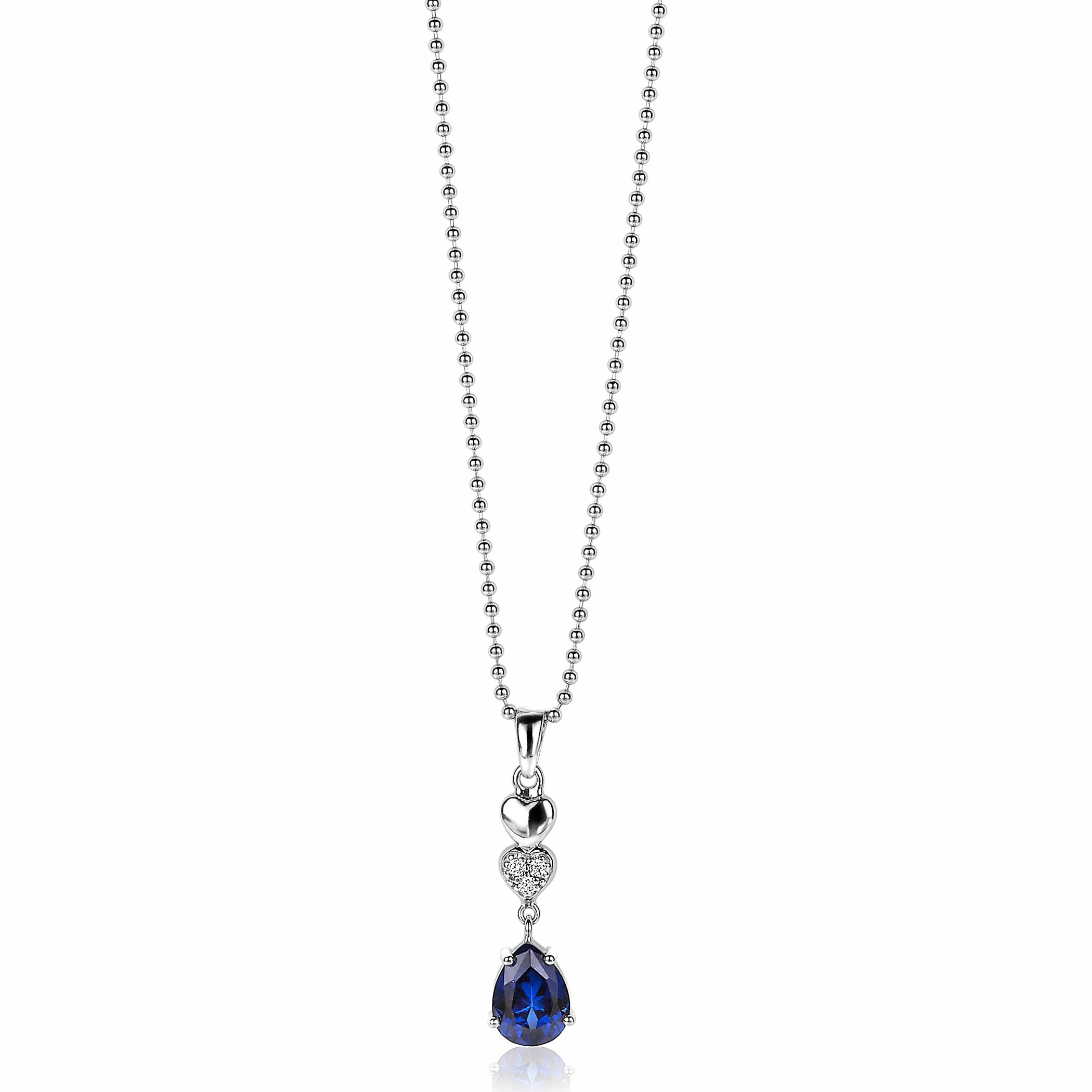 ZINZI silberner Anhänger 24mm Herzen und Birnenform weiß blau ZIH2124