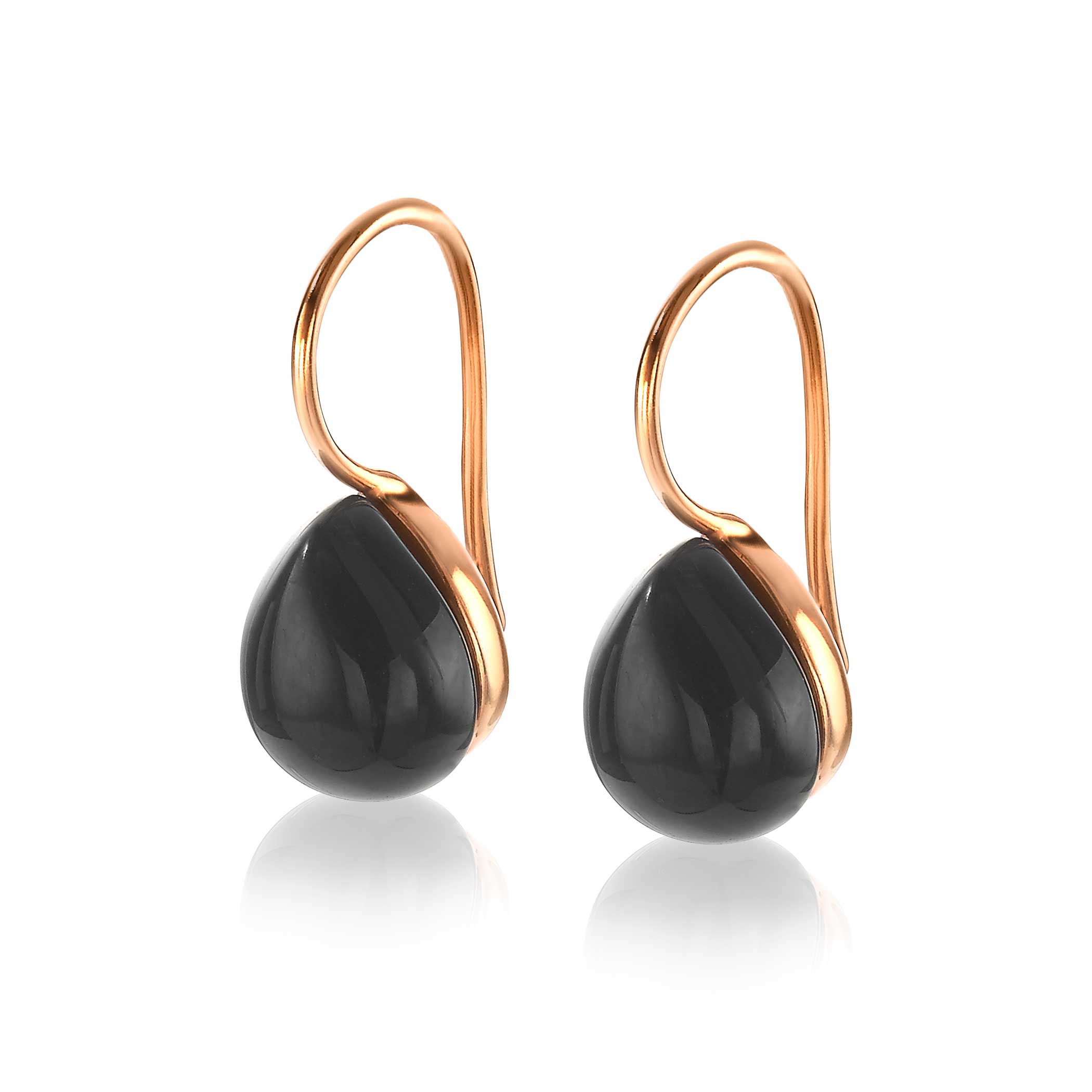 ZINZI silberne Ohrhänger rosé vergoldet schwarz Birnenform 22mm ZIO1934RZ