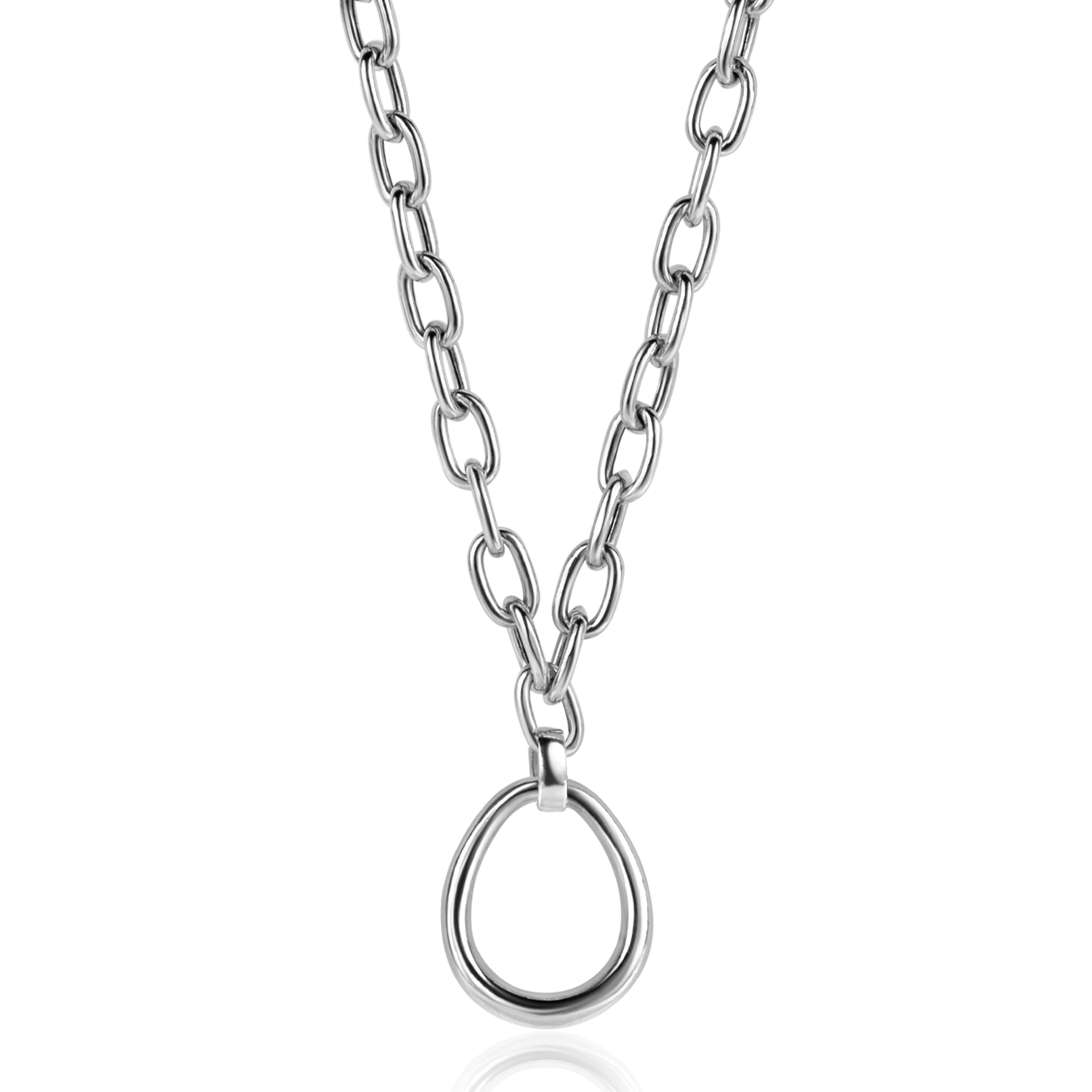 ZINZI zlv. collier met ovale tussenschakels en hanger