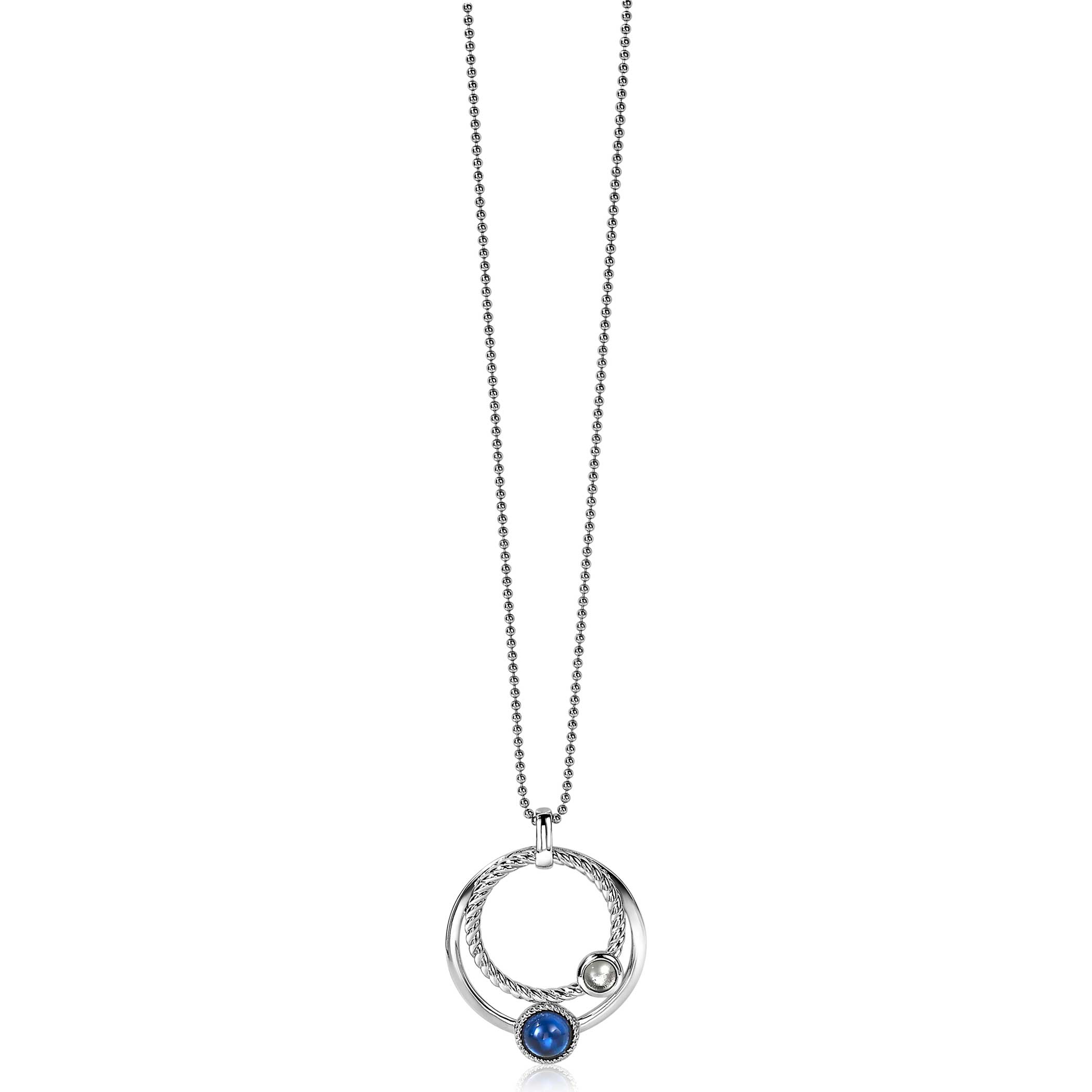 ZINZI silberner Anhänger rund Kreis blau 32mm ZIH1963
