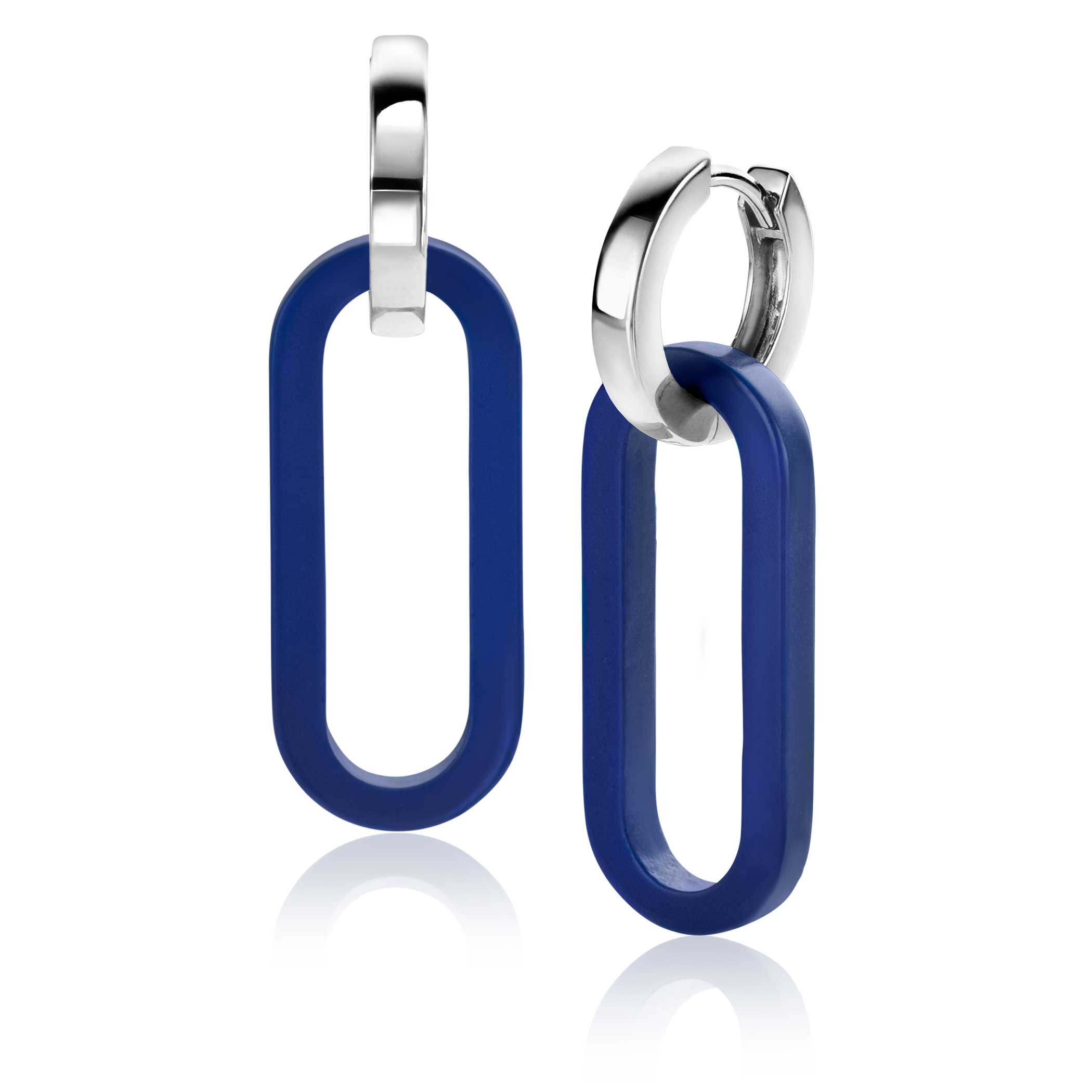 ZINZI zlv. oorbedels lapis lazuli ovaal 30mm lang