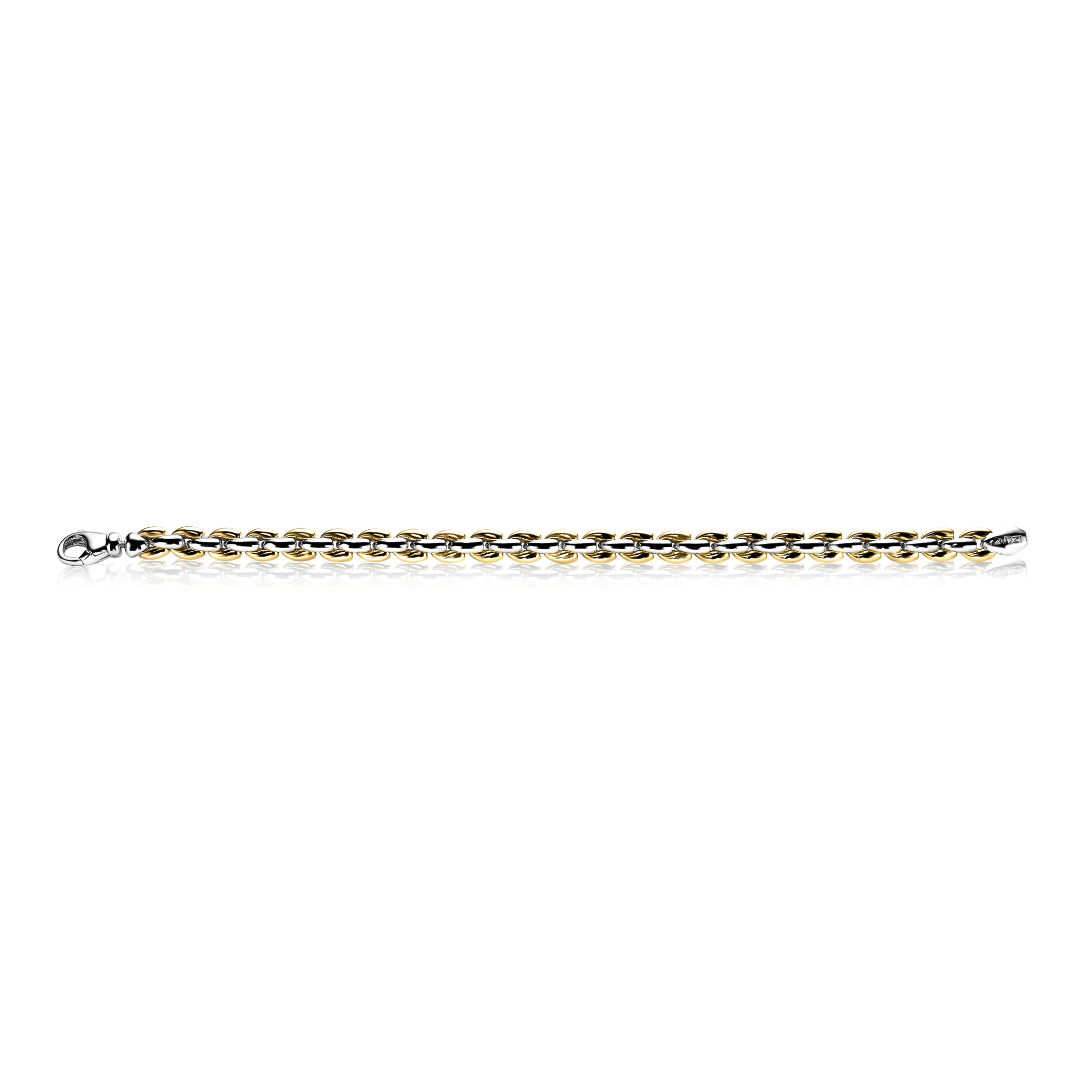ZINZI silbernes Gliederarmband gelb vergoldet 7mm breit 19,5cm ZIA1290