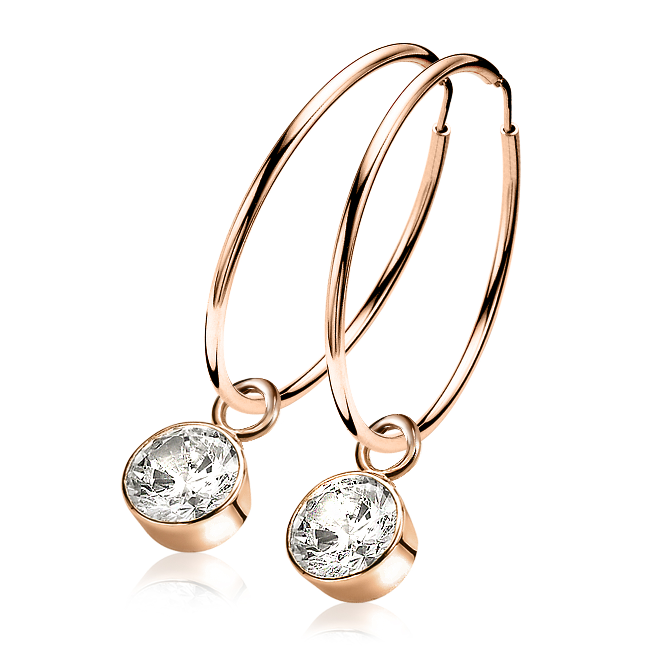 ZINZI silberne Ohrringe rosé vergoldet 35 x 2mm glatt ZIO435R