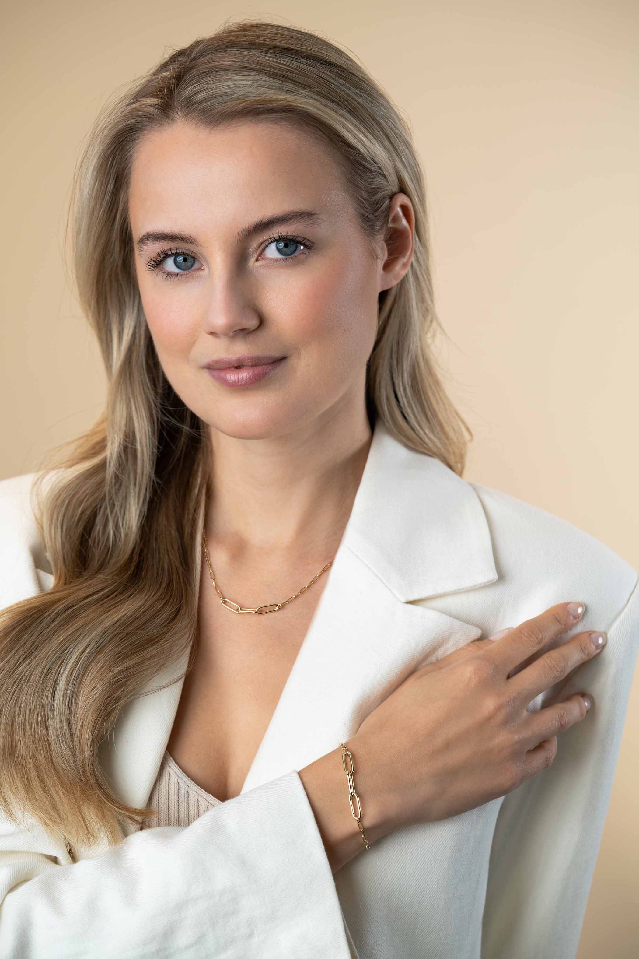 ZINZI zlv. armband gg.verg. paperclip schakels