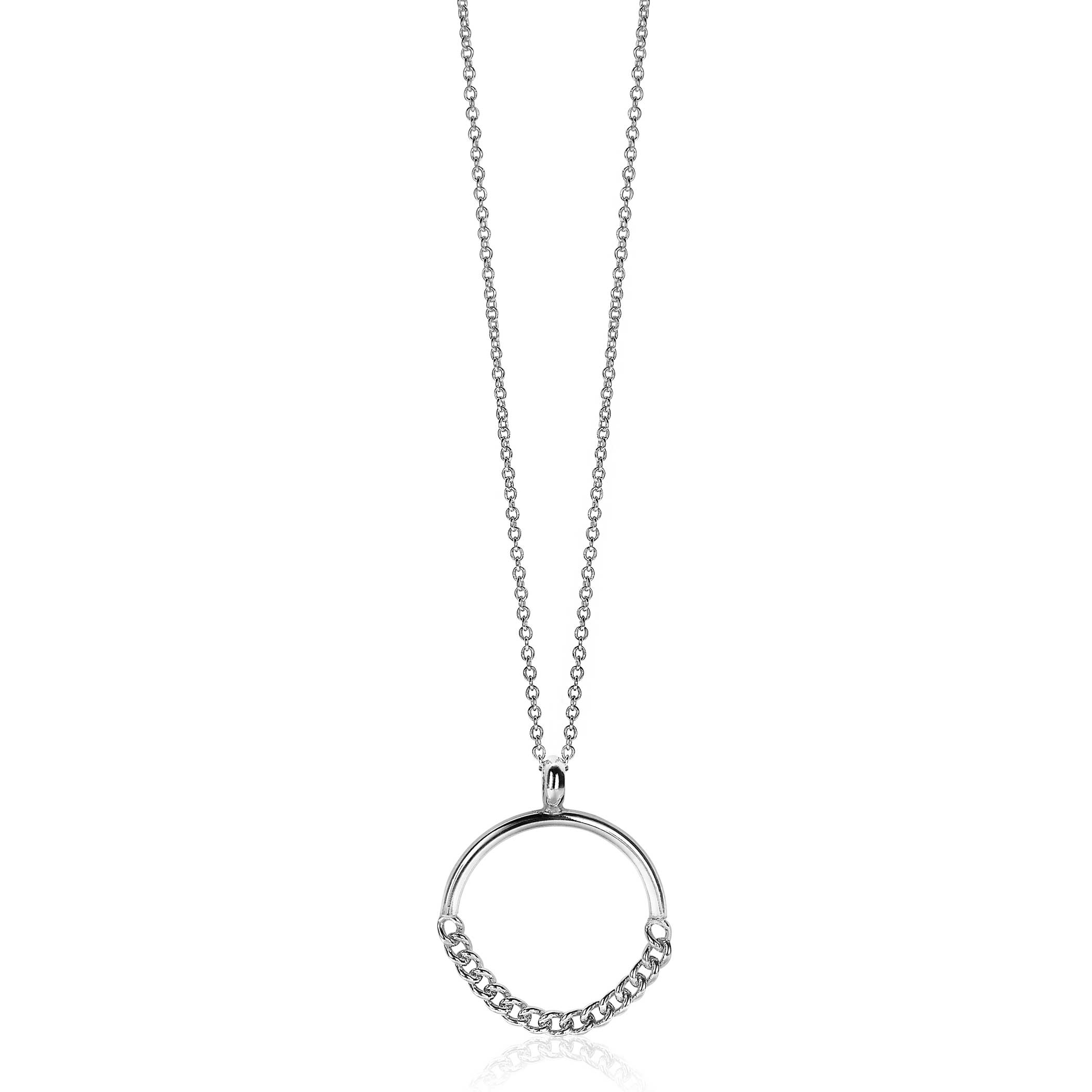 ZINZI silberner Anhänger 24mm rund mit Gourmet Glieder ZIH2201