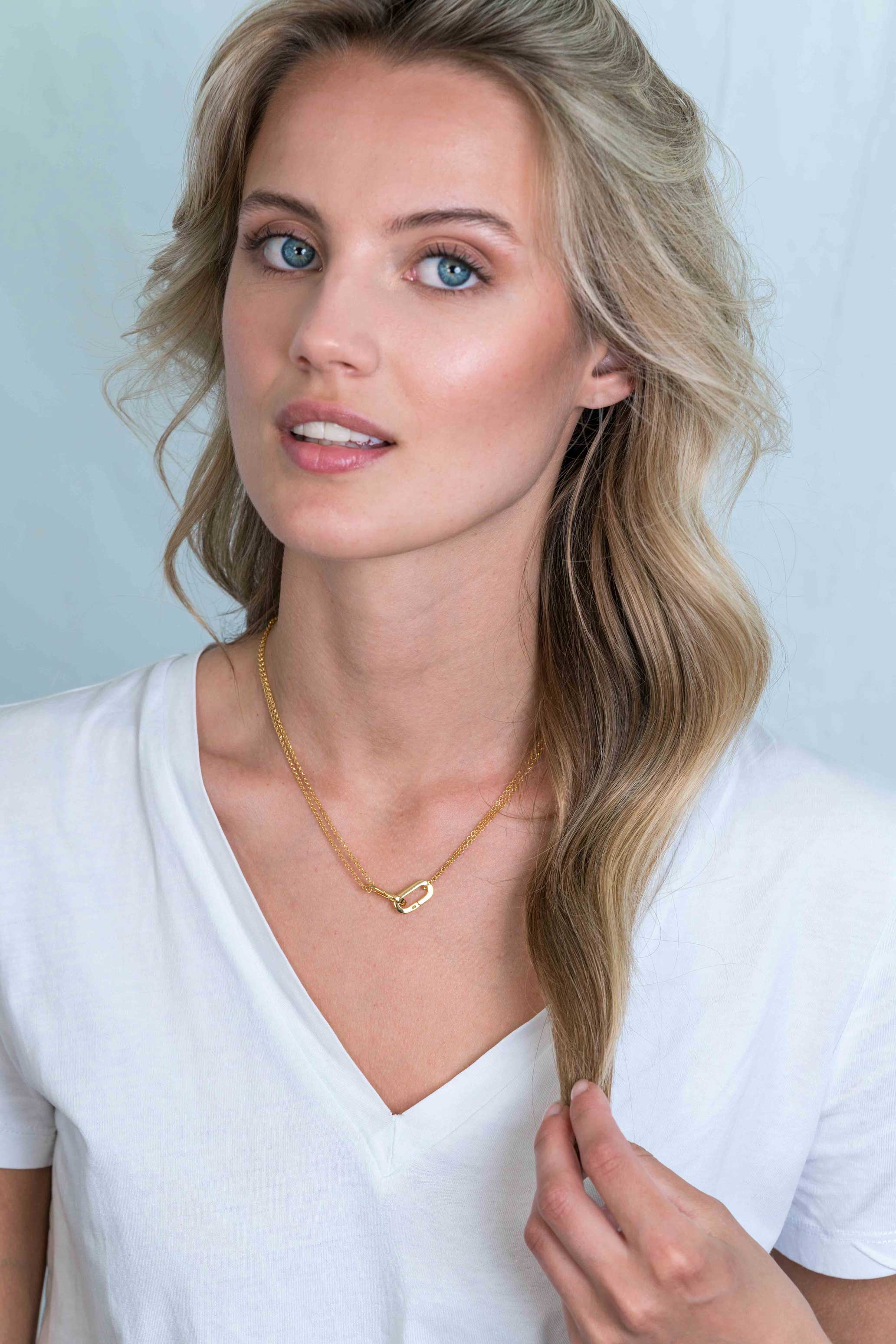 ZINZI silberne zweifarbige Kette 14K gelb vergoldet ovaler Verschlussring ZIC2215G