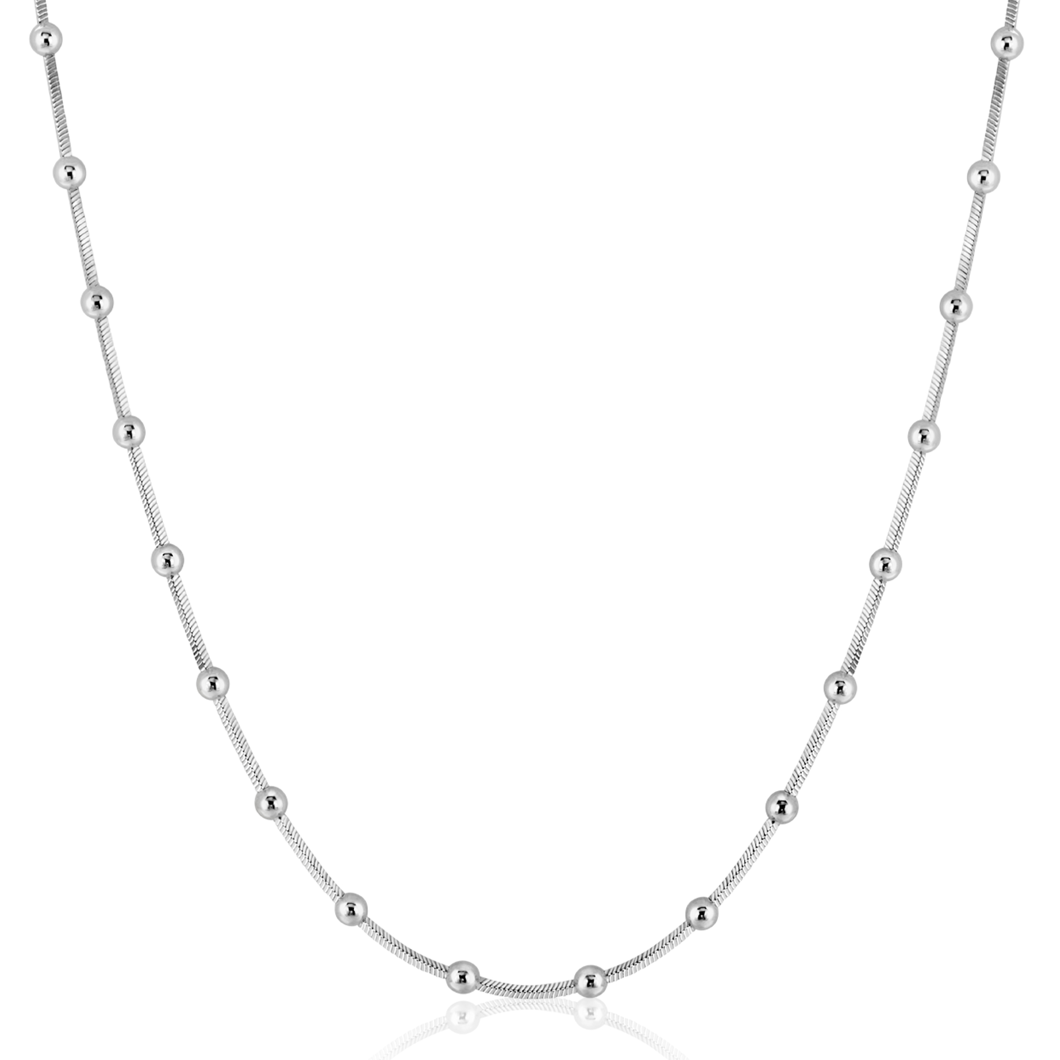ZINZI zlv. slangencollier met bolletjes 42/45cm