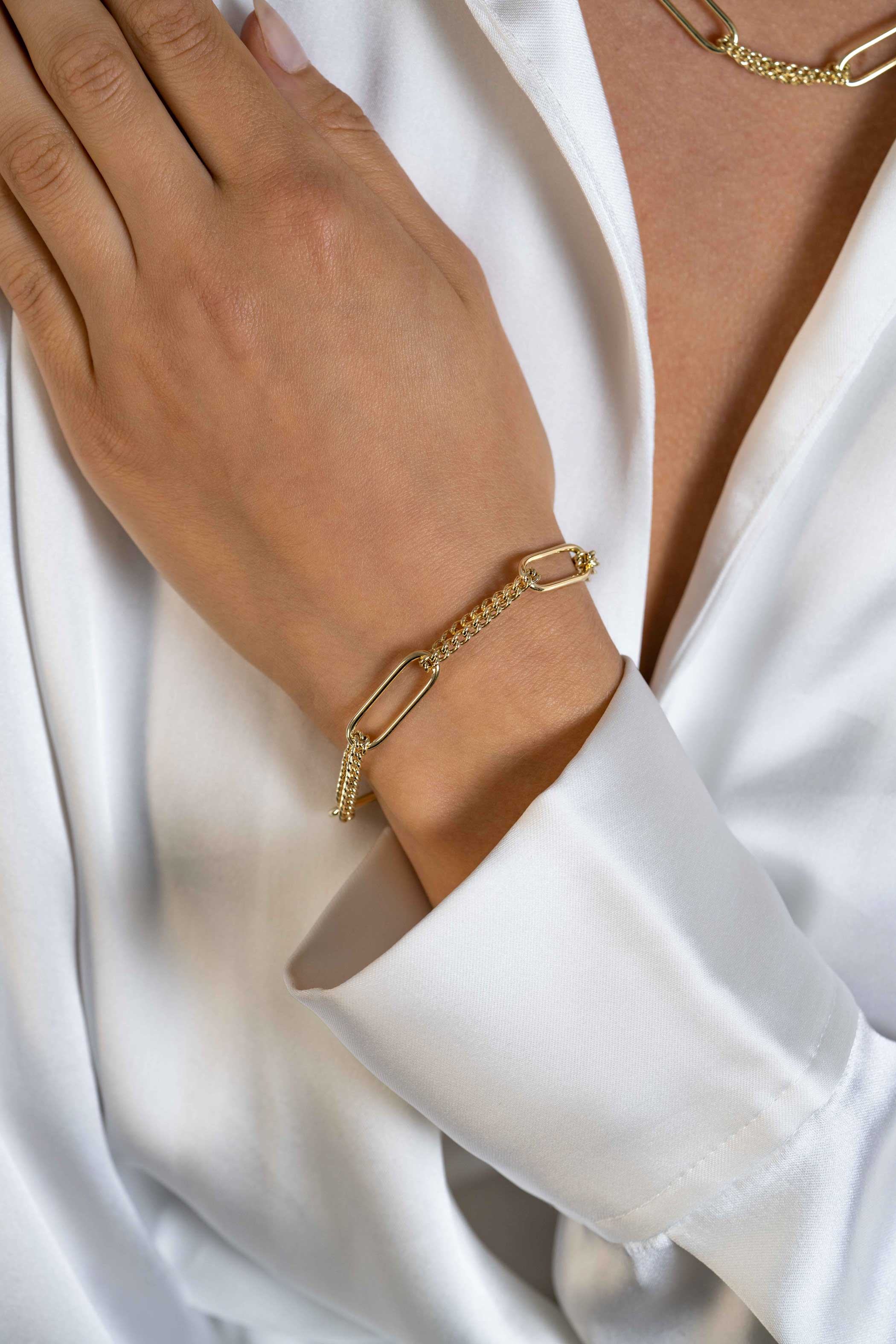 ZINZI zlv. armband gg.verg.paperclip/grmt.
