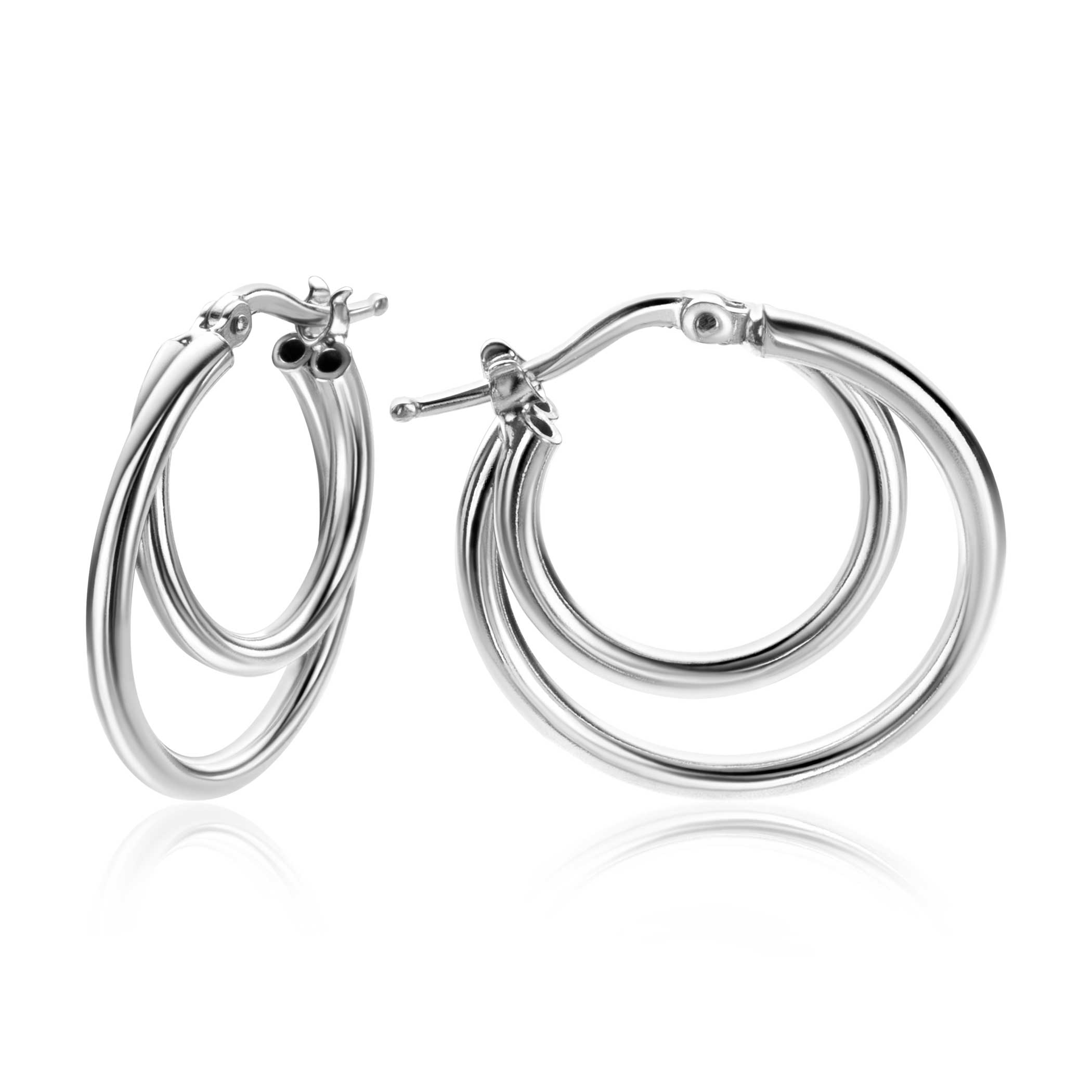 ZINZI zlv. oorringen 2 ringen in 2 maten 22x2mm
