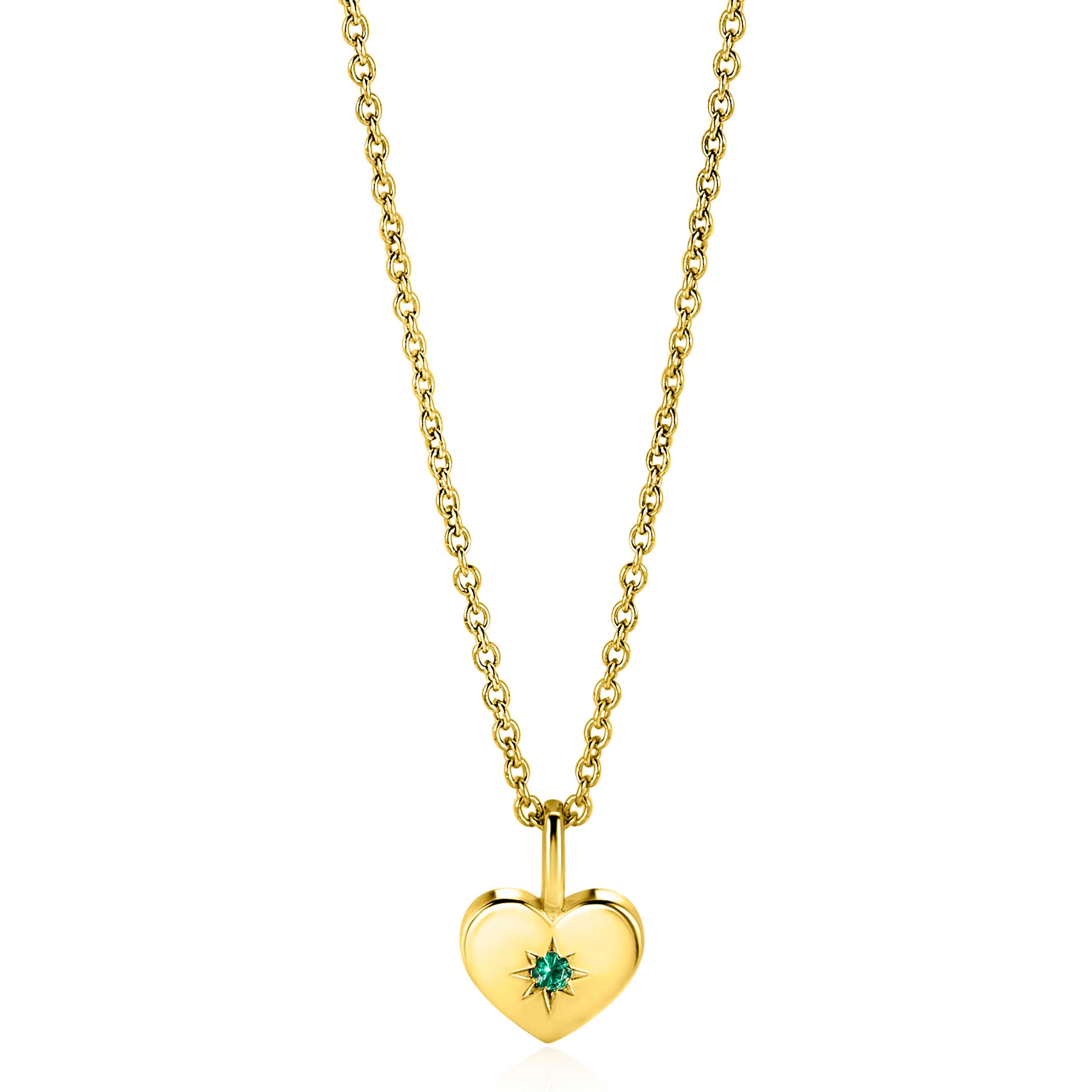 ZINZI zlv. hanger gg.verg.hart birthstones smaragd