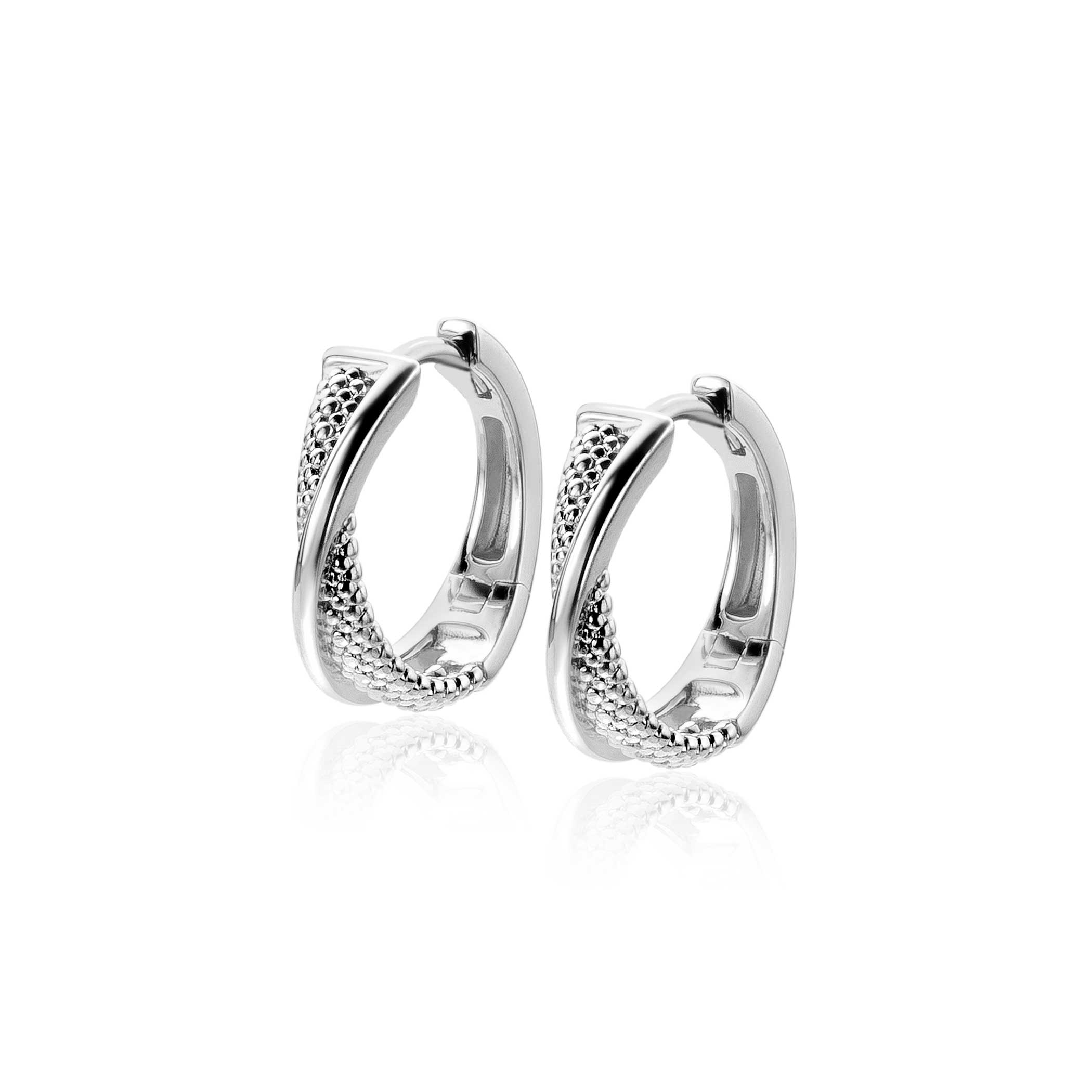 ZINZI silberne Luxus-Ohrringe cross-over glatt und Kugeln 18x4mm ZIO2242