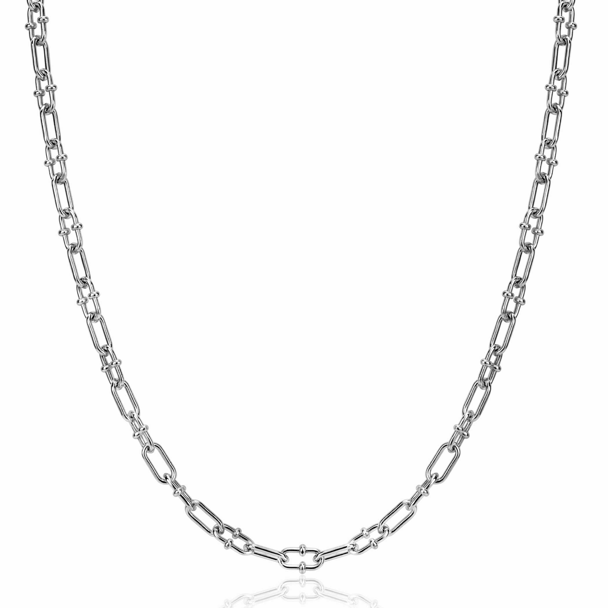 ZINZI Silberkette mit Paperclip-Gliedern, 4 mm, verziert mit verspielten Kugeln, 42-45 cm ZIC2586