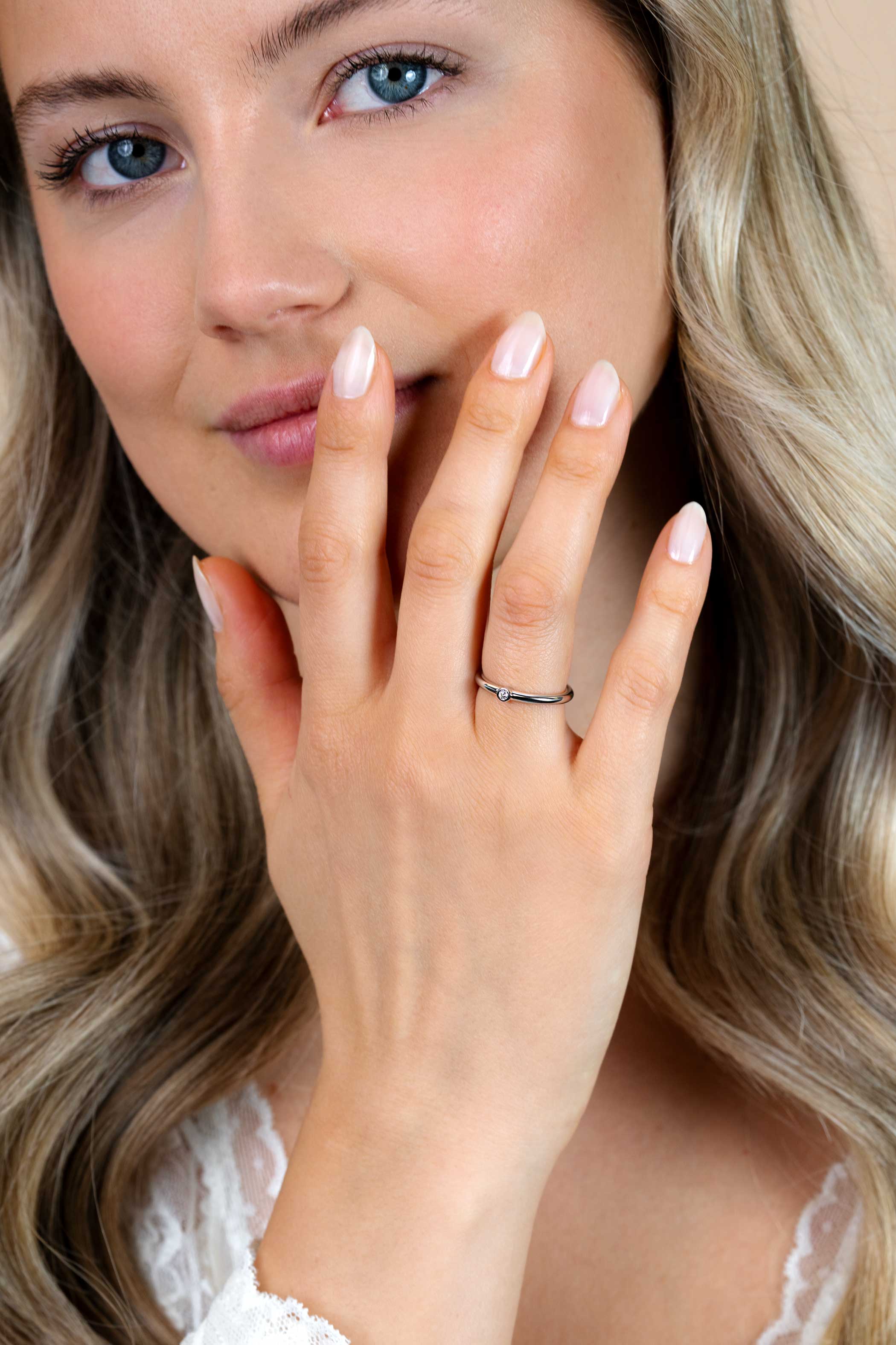 ZINZI silberner Ansteckring glatt weiß 3mm ZIR1673