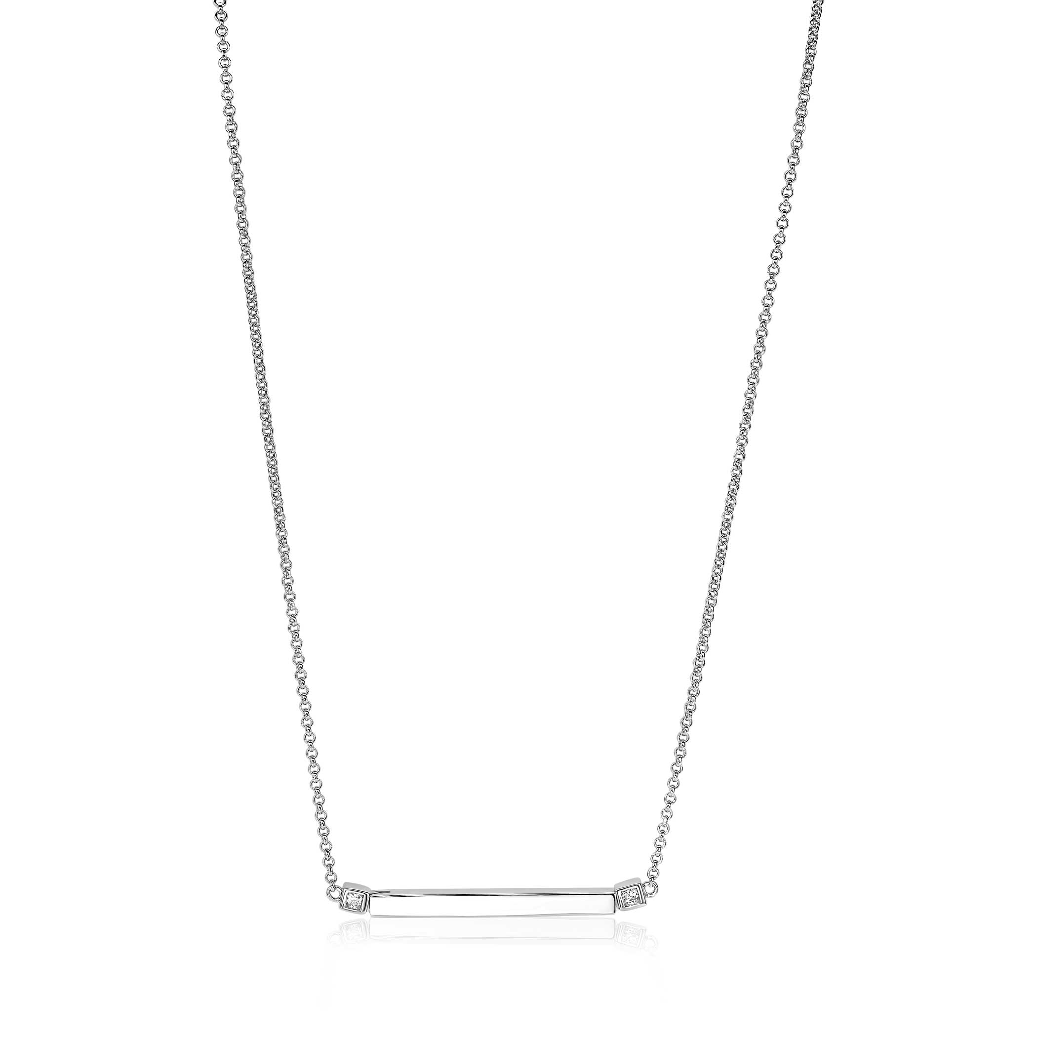 ZINZI silberne Kette Stäbchen  weiß 42cm ZIC1817