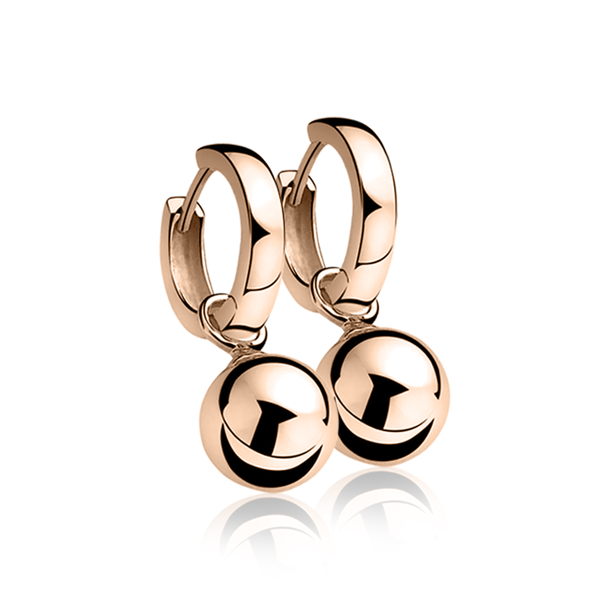 ZINZI silberne Ohrhänger rosé vergoldet Kugel 10mm ZICH716R