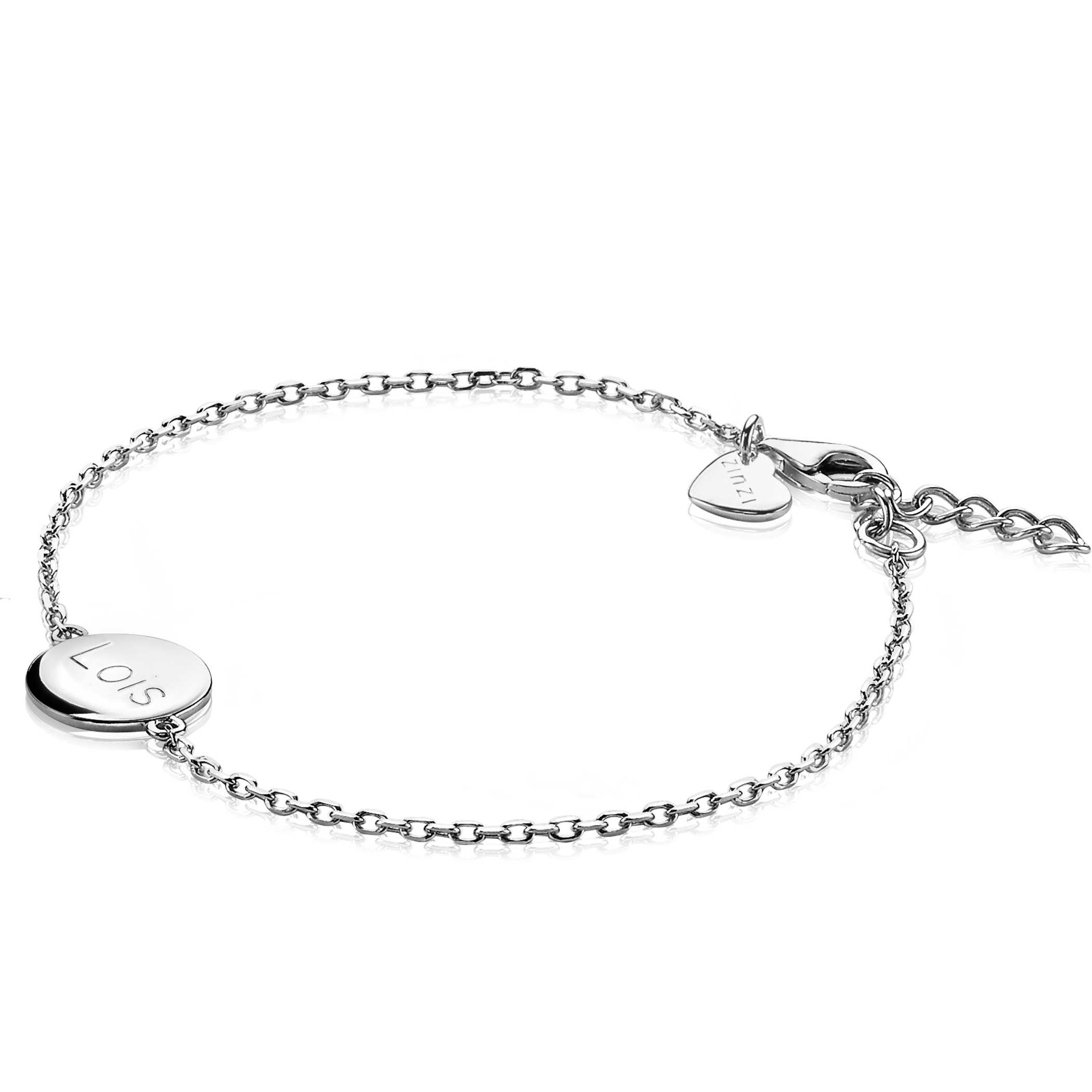 ZINZI zlv. armband met rond plaatje 11mm