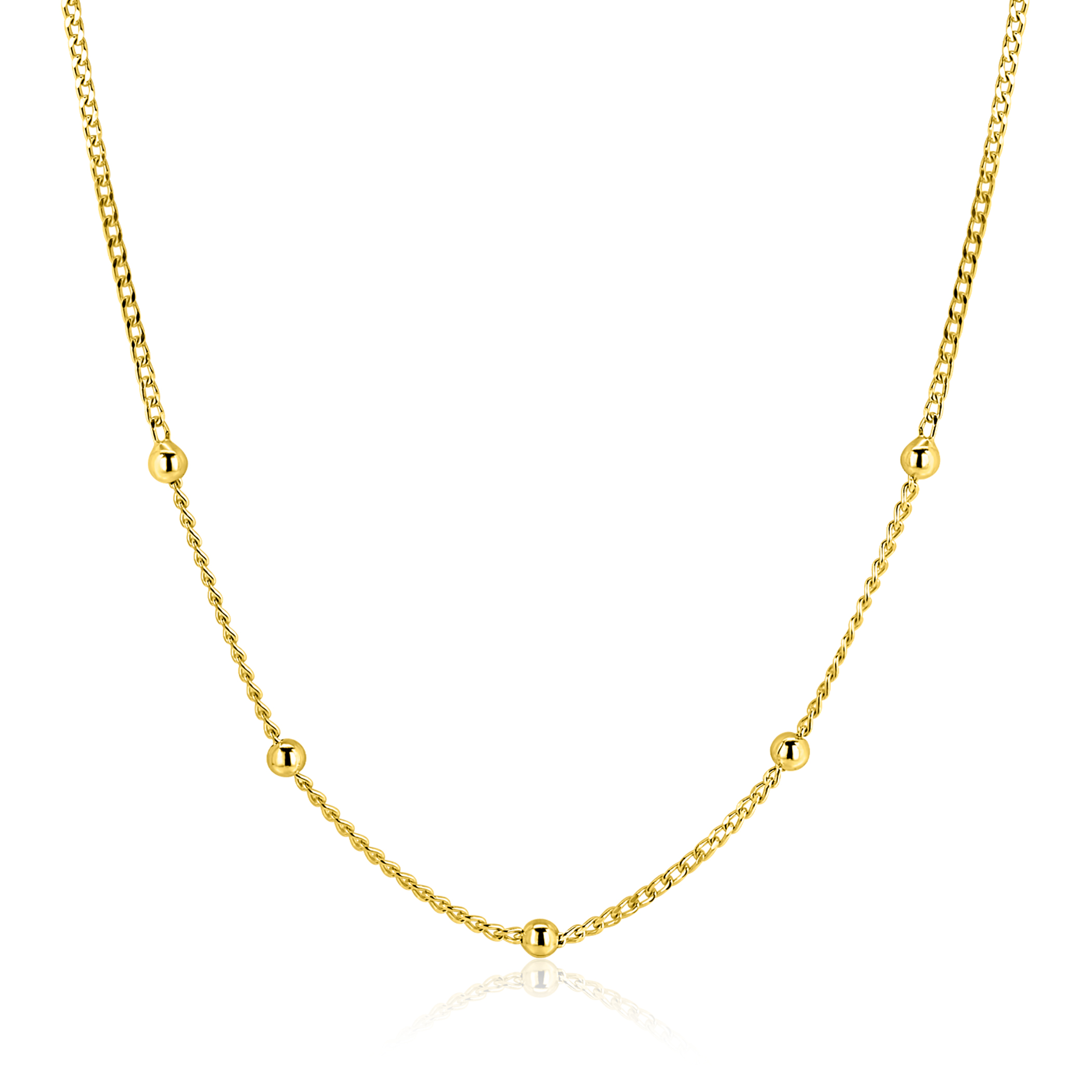 ZINZI zlv. collier gg.verg.gourmet en bolletjes 42+3cm