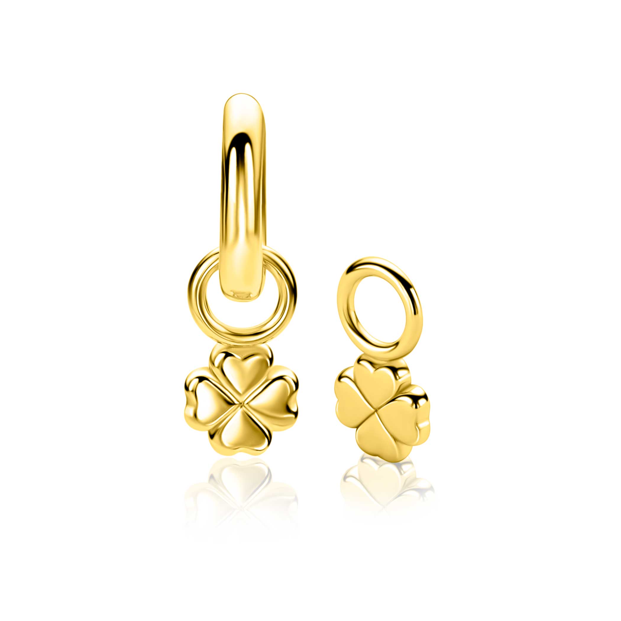 ZINZI zlv. oorbedels geel verguld klaver vier