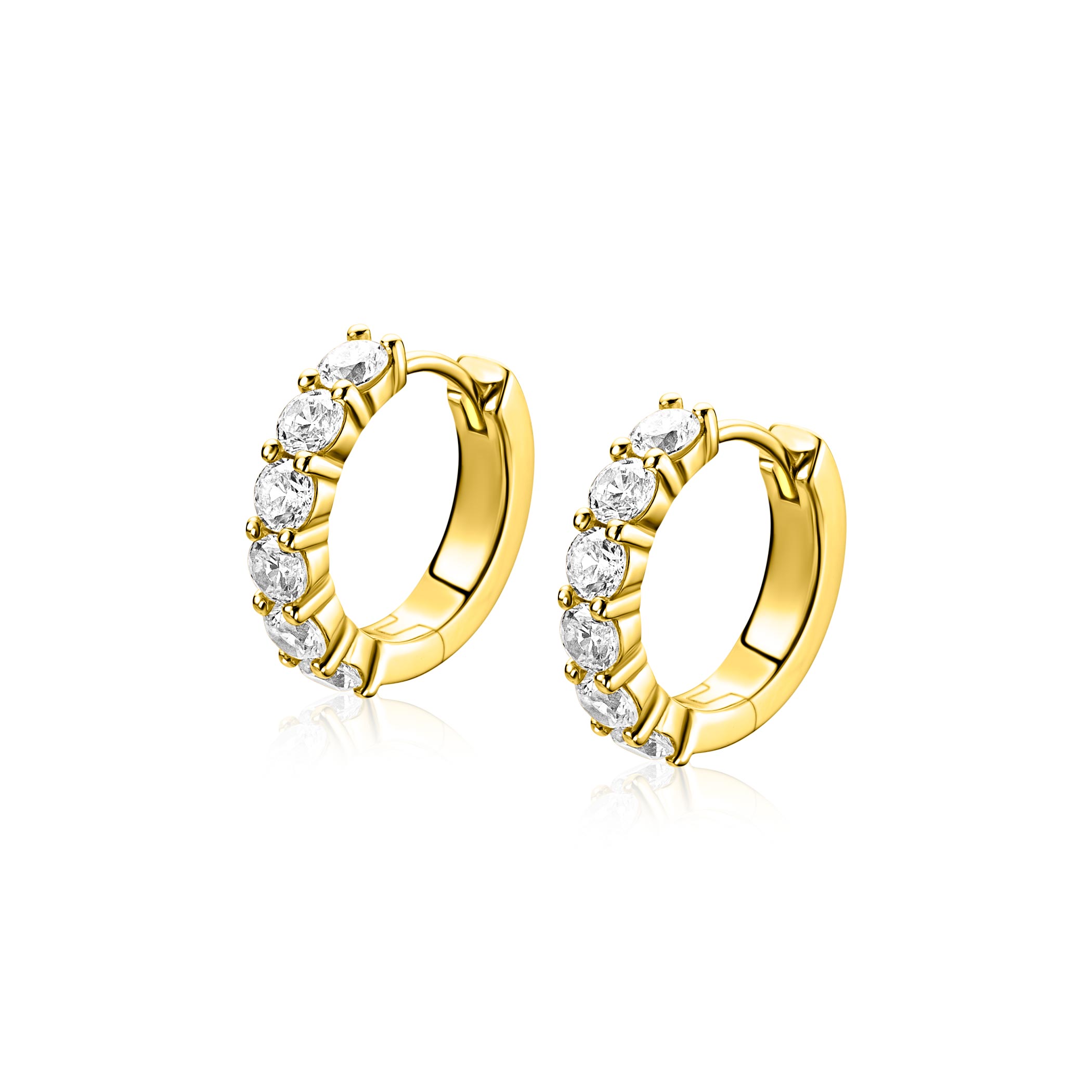 ZINZI zlv. klapcreolen gg.verg. 6xzirconia 15x3mm