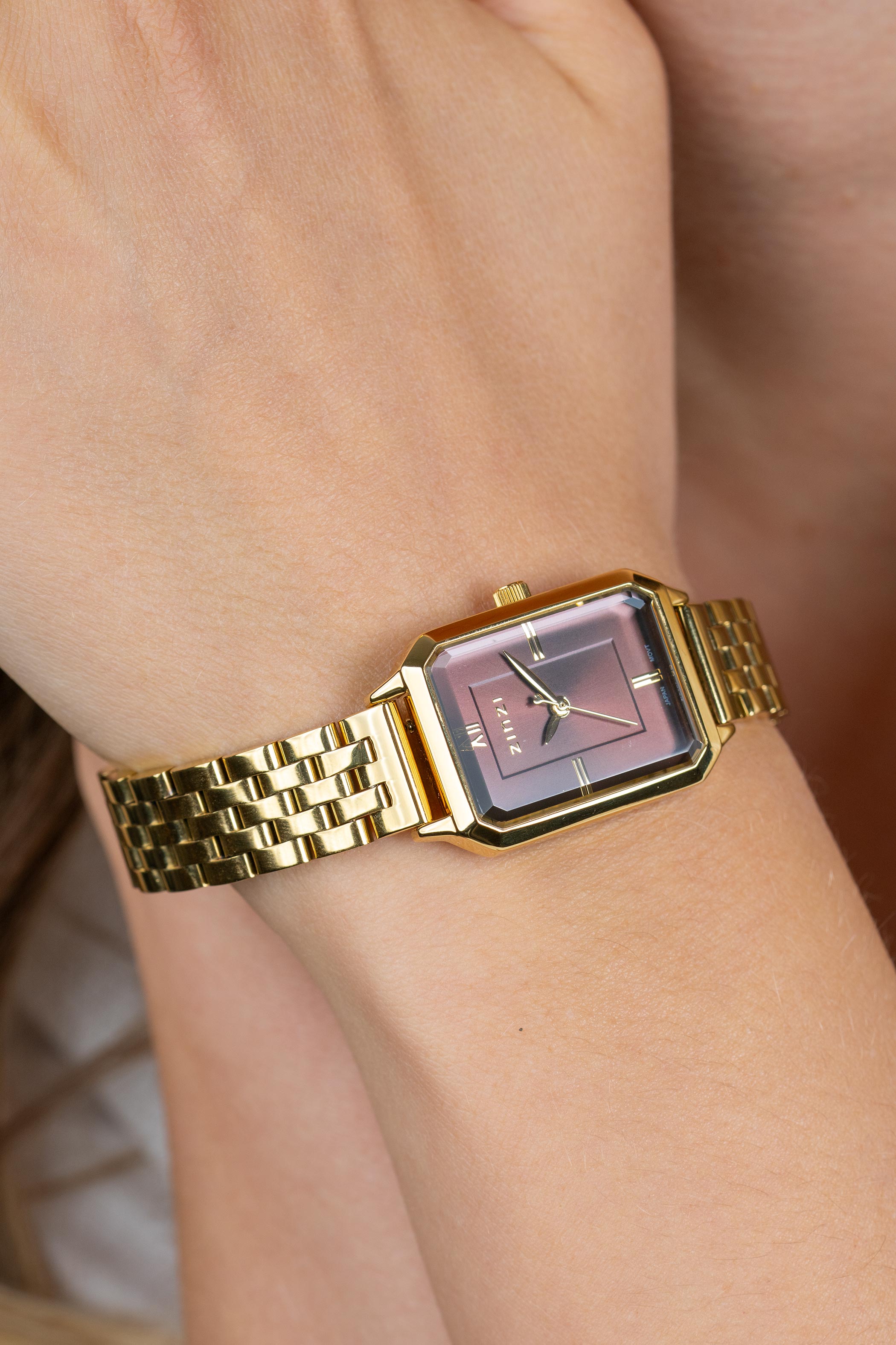 Zinzi Allure horloge 30mm gold w.plt bruin/stl band