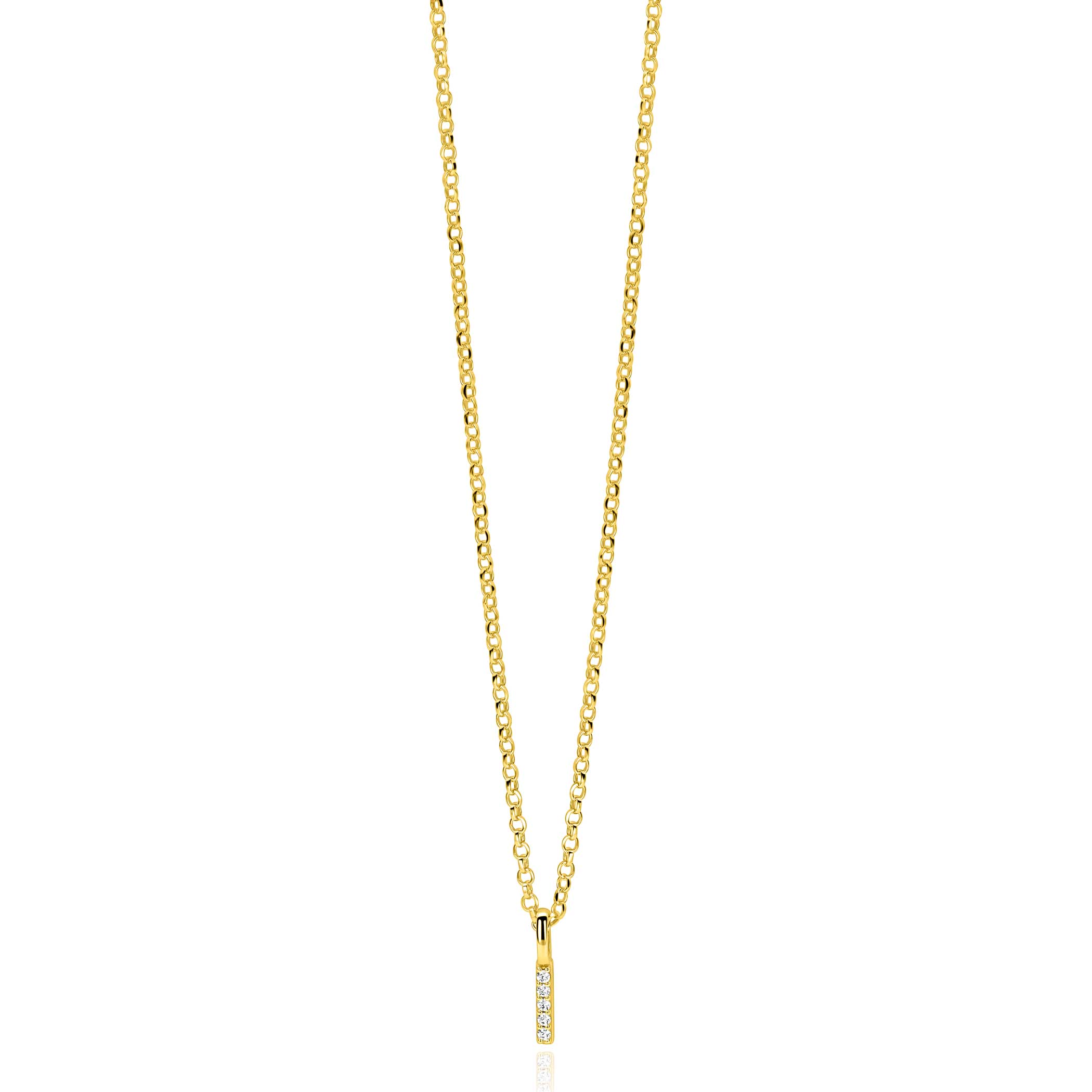 ZINZI zlv. hanger gg.verg.letter I bezet met zirconia's