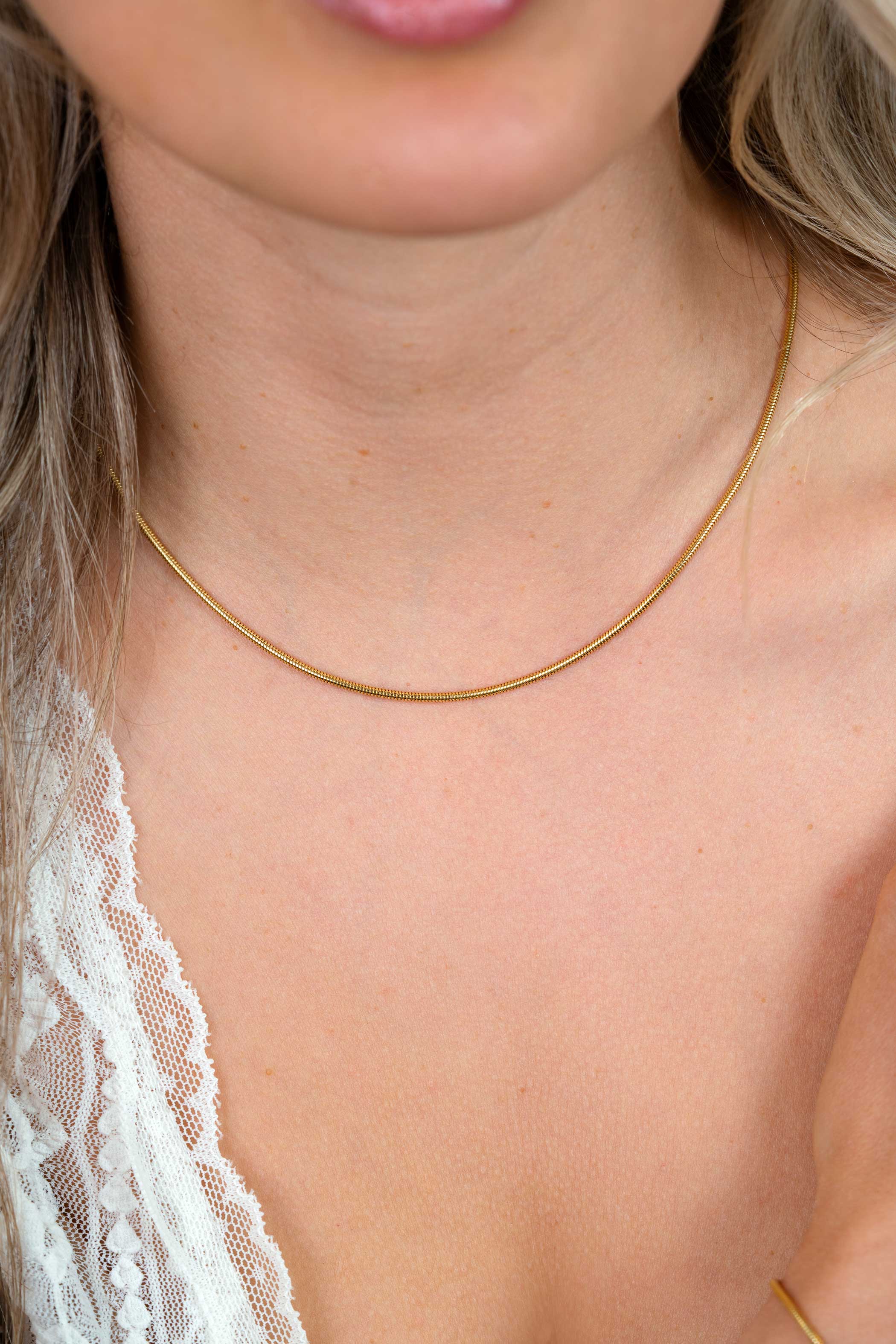 ZINZI zlv. slangen collier gg.verg. rond 1.7mm