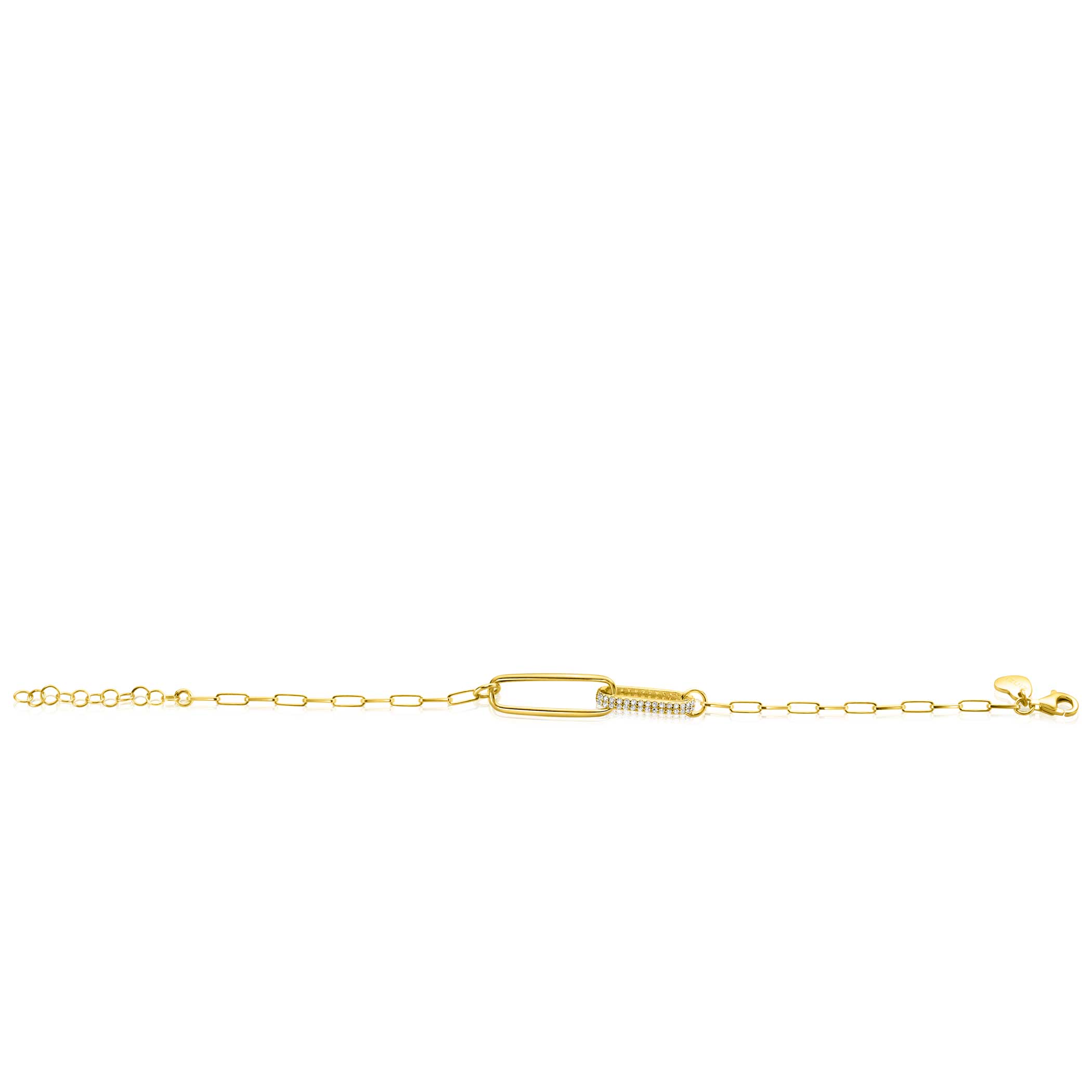 ZINZI zlv. armband gg.verg.met 2 grote schakals zirc.