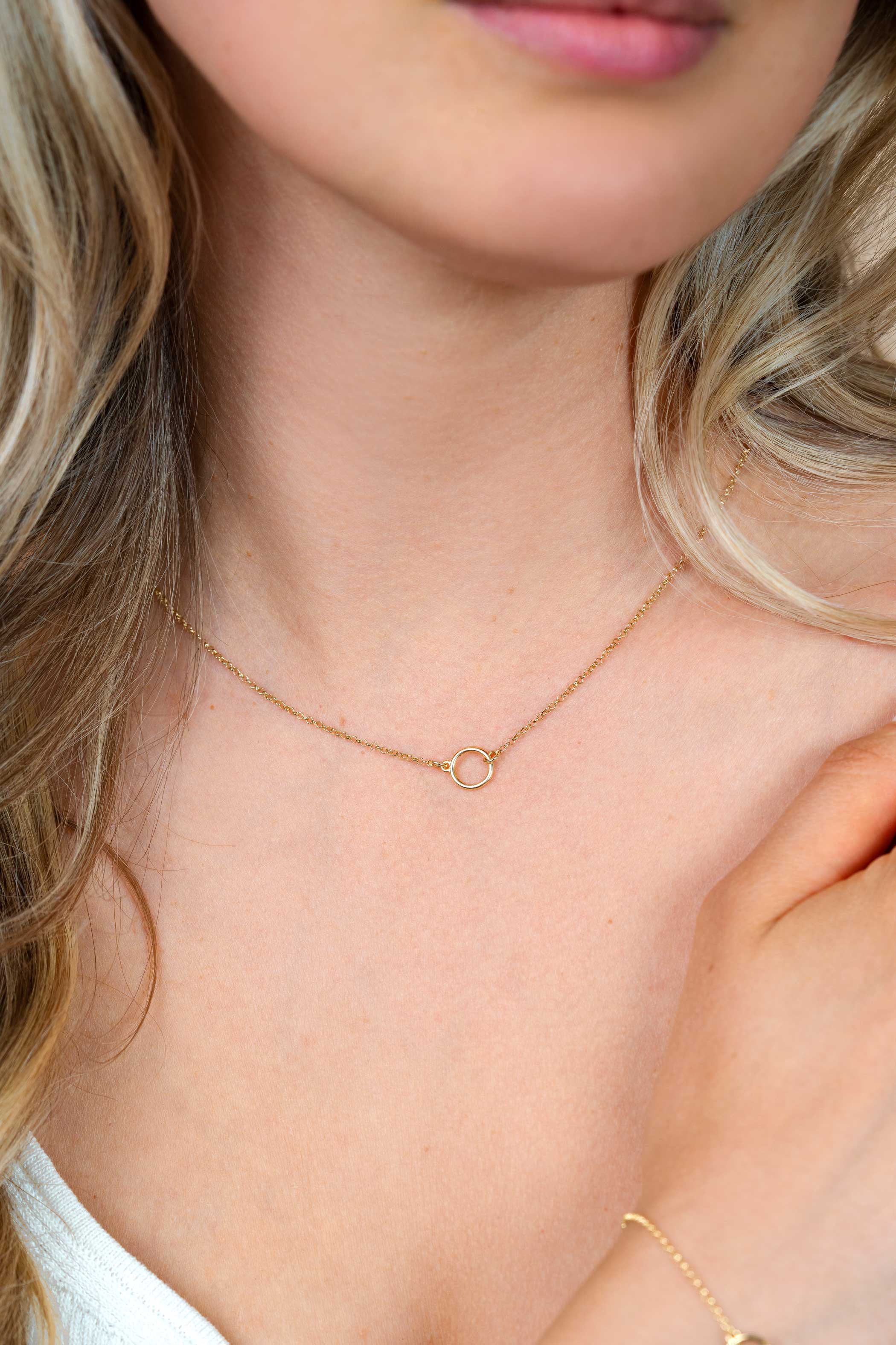 ZINZI zlv. collier gg.verg. met open rondje