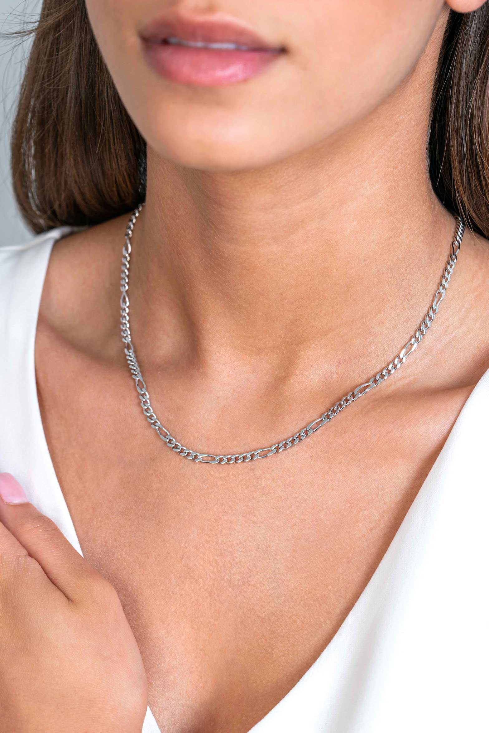 ZINZI zlv. collier figaro schakels 3.5mm 45cm