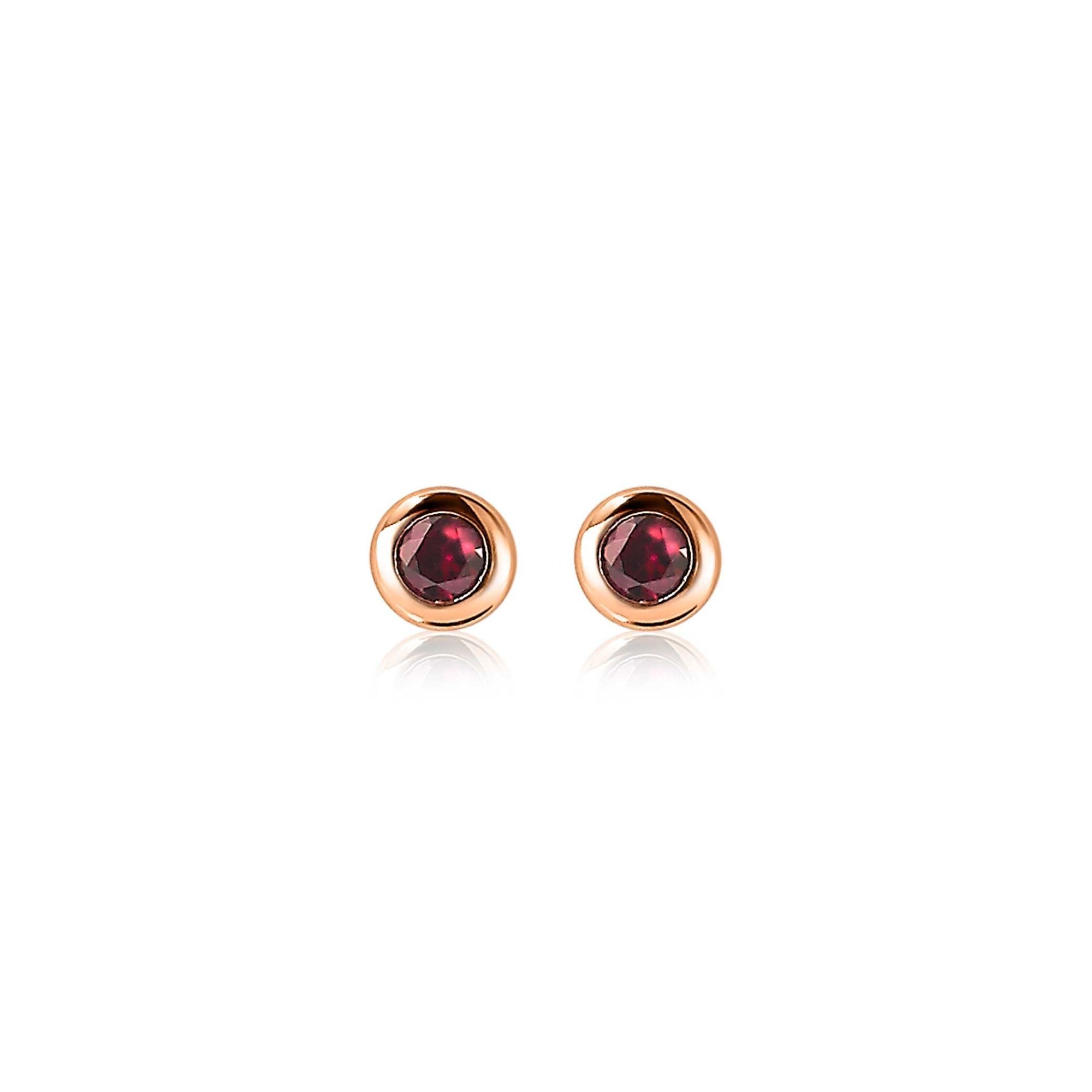 ZINZI silberne rosé vergoldete Ohrstecker 4mm roter Farbstein ZIO1177RR