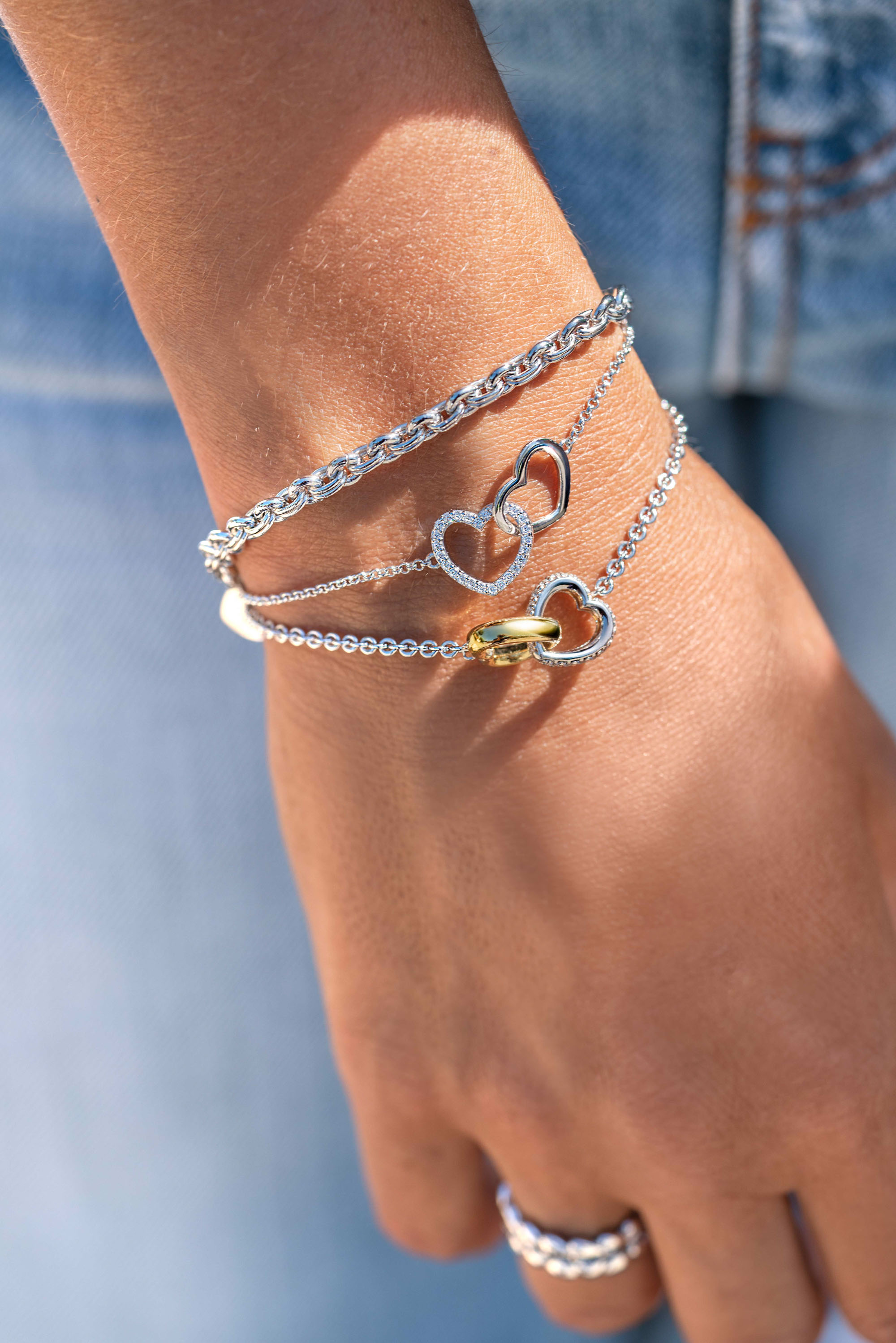 ZINZI Armband verbunden Herzen weiß ZIA1736