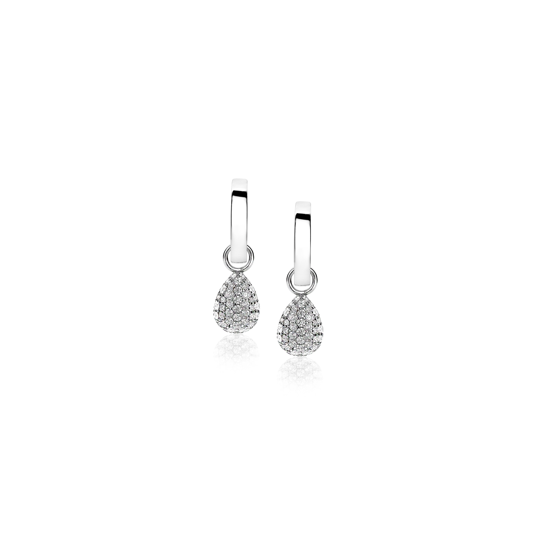 ZINZI silberne Ohrhänger Tropfenform pavé weiß ZICH1591