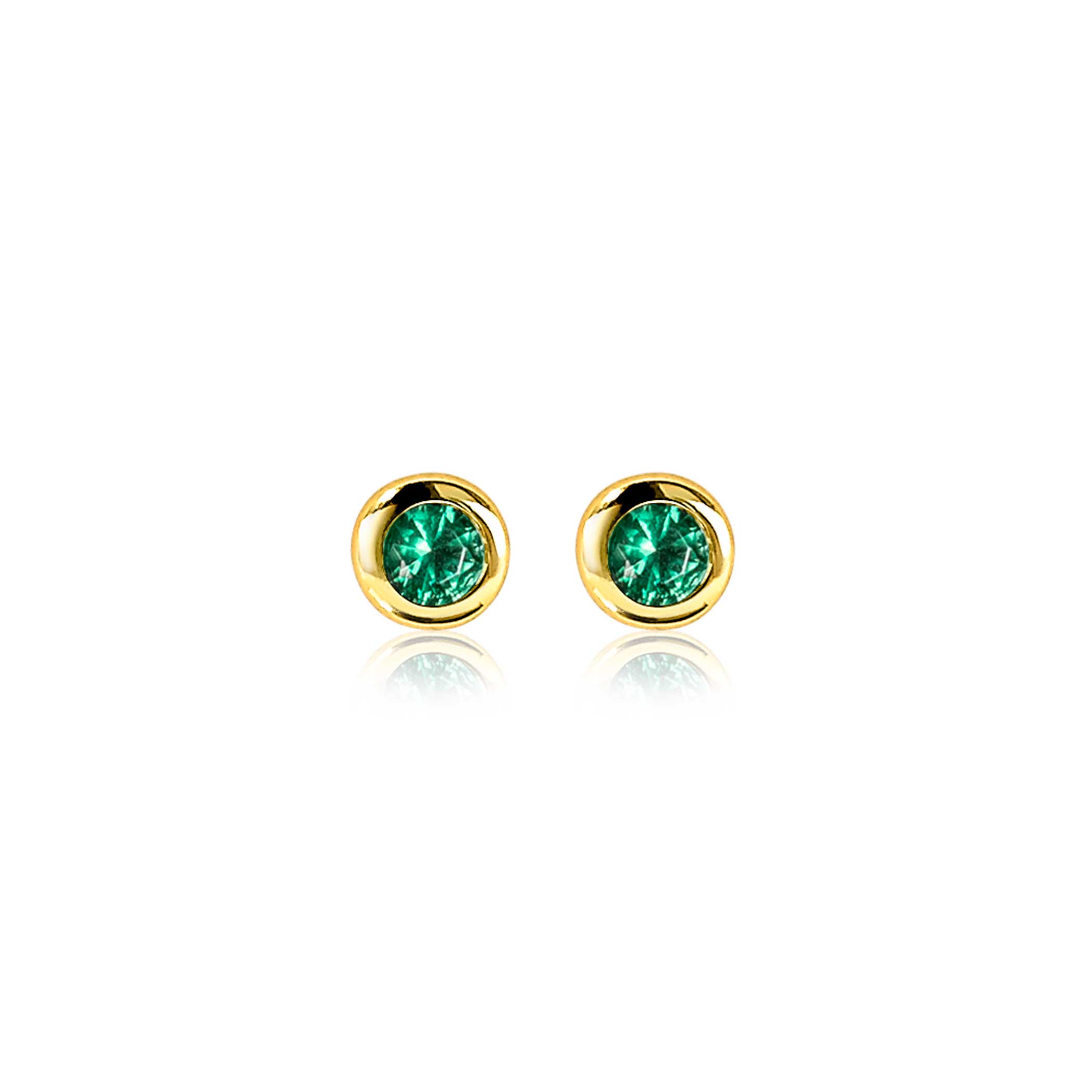ZINZI zlv. oorknopjes gg.verg.birthstones smaragd cz